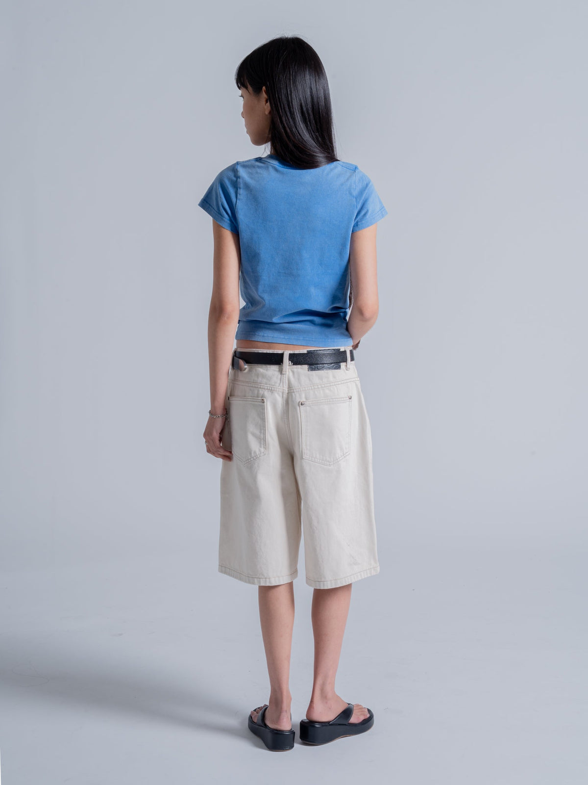 PLAID POCKET JORTS - OFF-WHITE