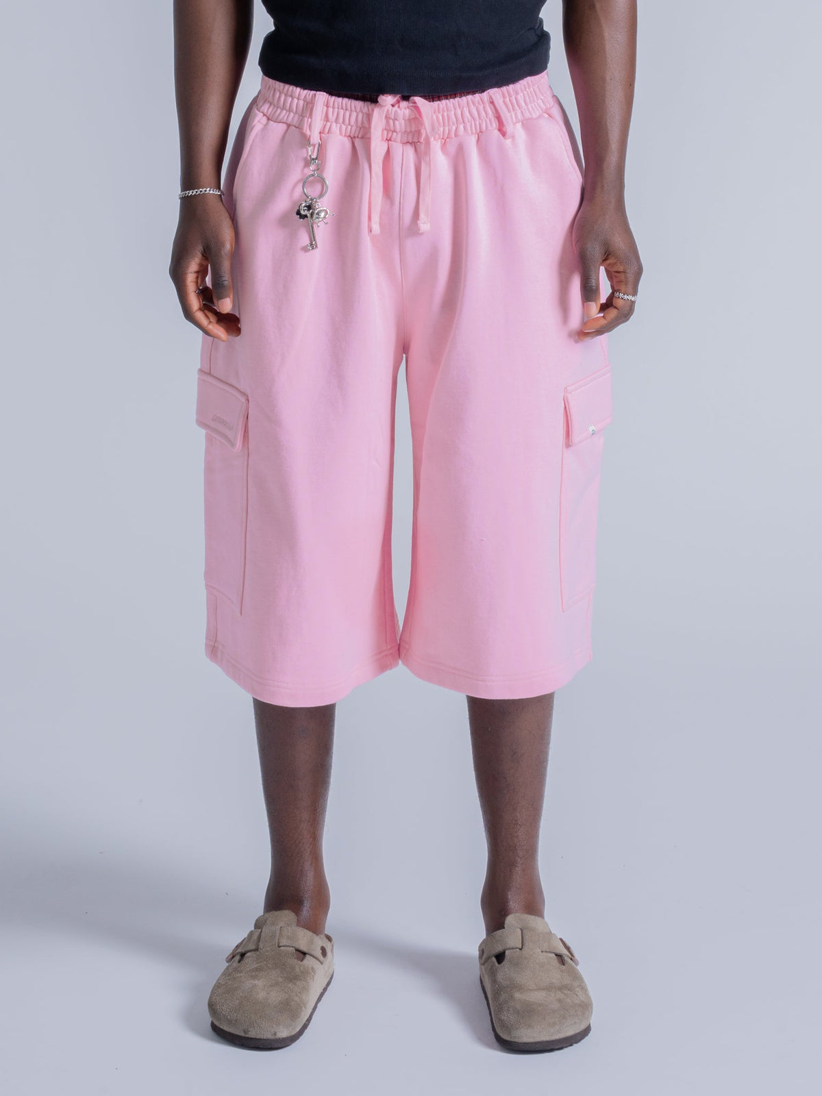 CARGO SWEAT SHORTS - LIGHT PINK