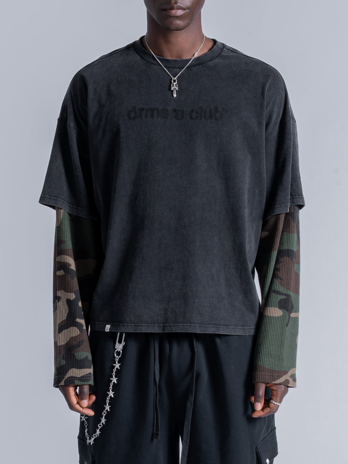 CAMO LAYERED TEE - VINTAGE BLACK