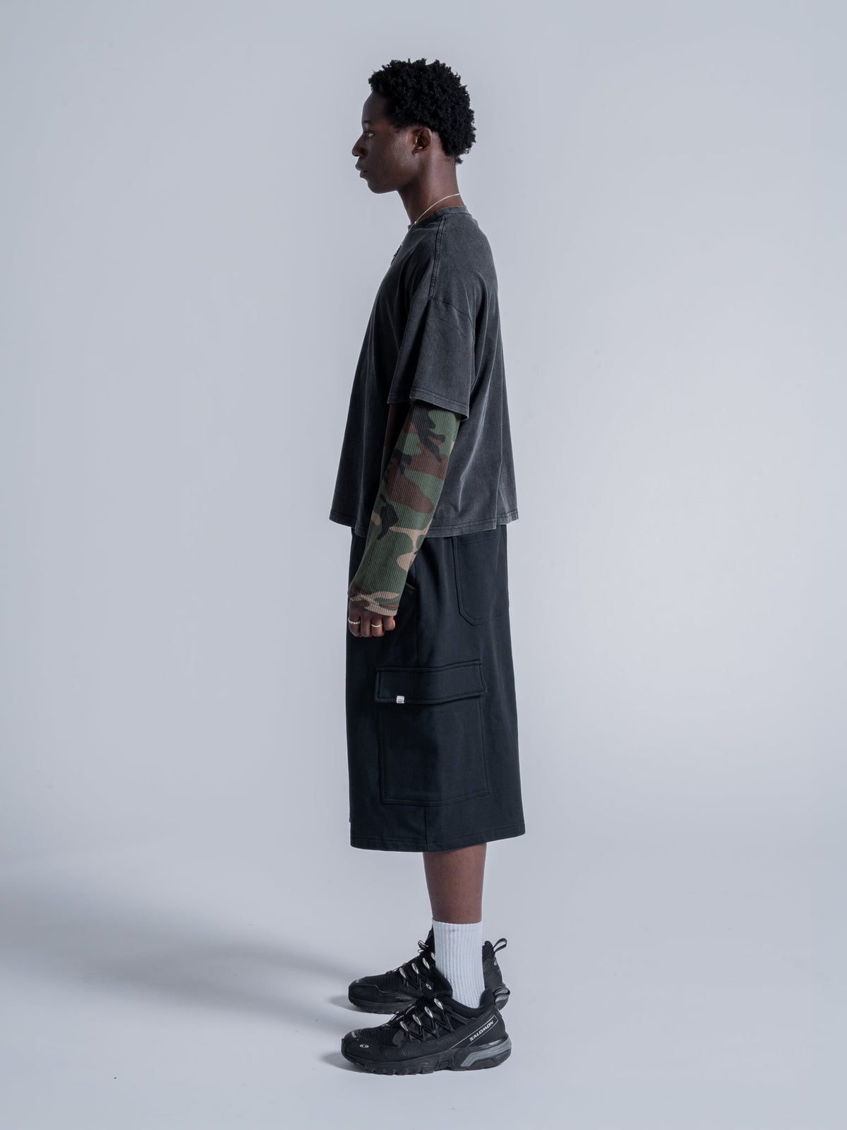 CAMO LAYERED TEE - VINTAGE BLACK