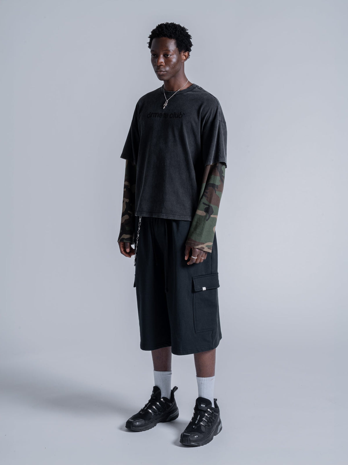 CAMO LAYERED TEE - VINTAGE BLACK