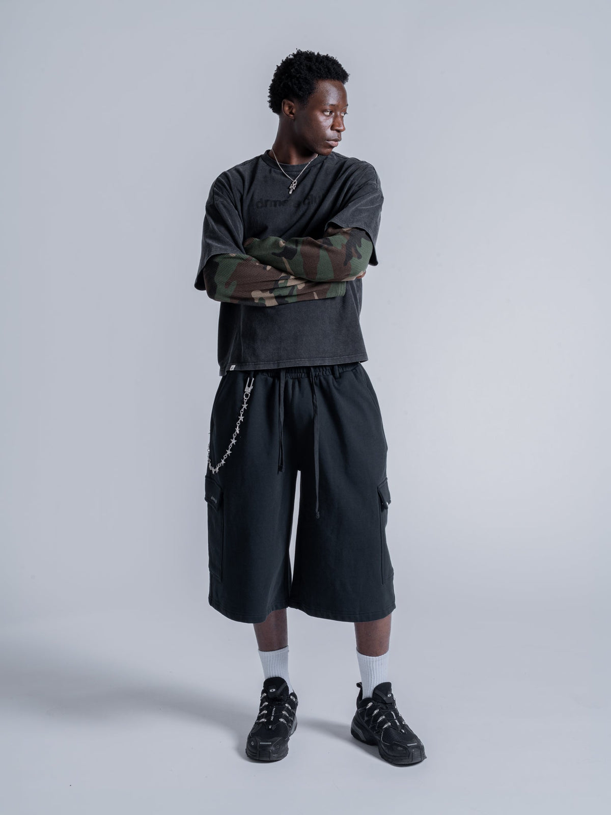 CAMO LAYERED TEE - VINTAGE BLACK