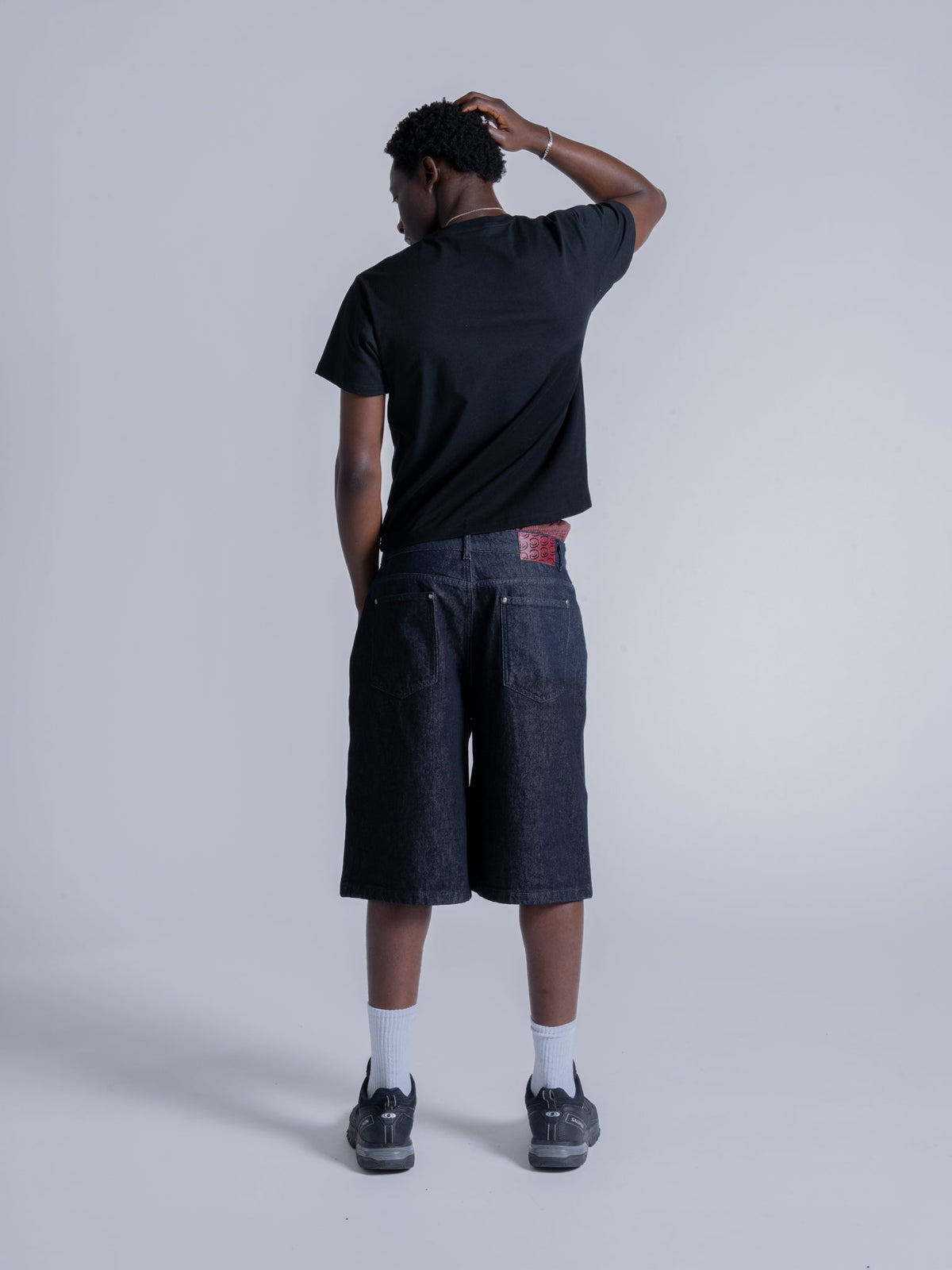 PLAID POCKET JORTS - INDIGO