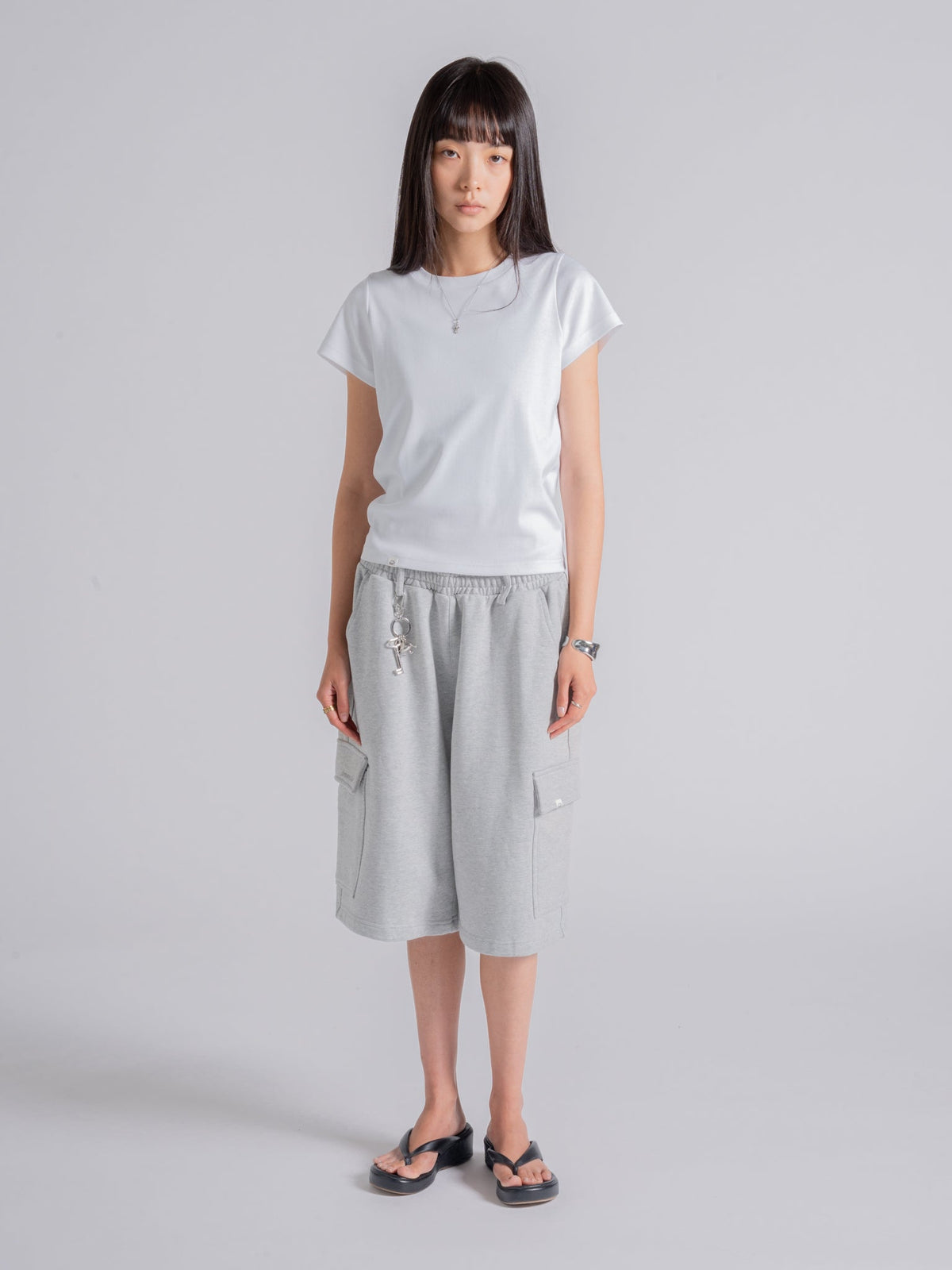 CARGO SWEAT SHORTS - DARK HEATHER GREY
