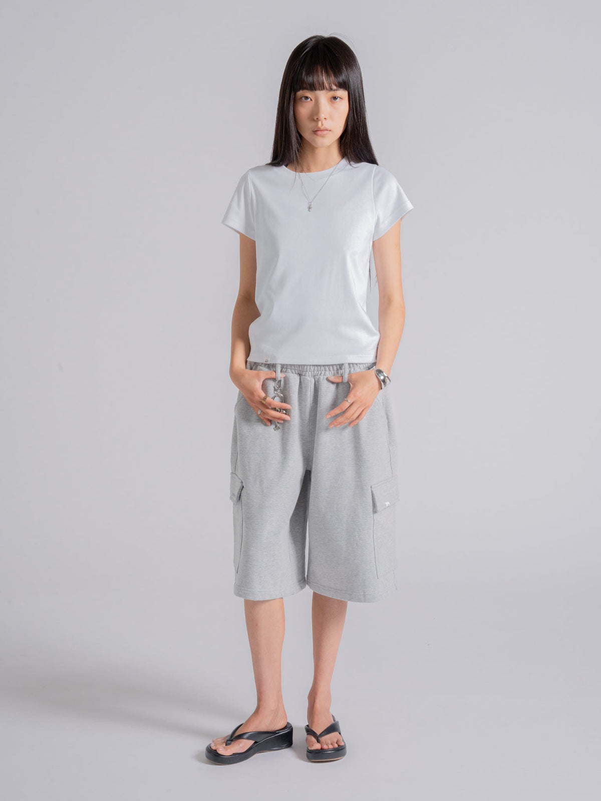 CARGO SWEAT SHORTS - DARK HEATHER GREY