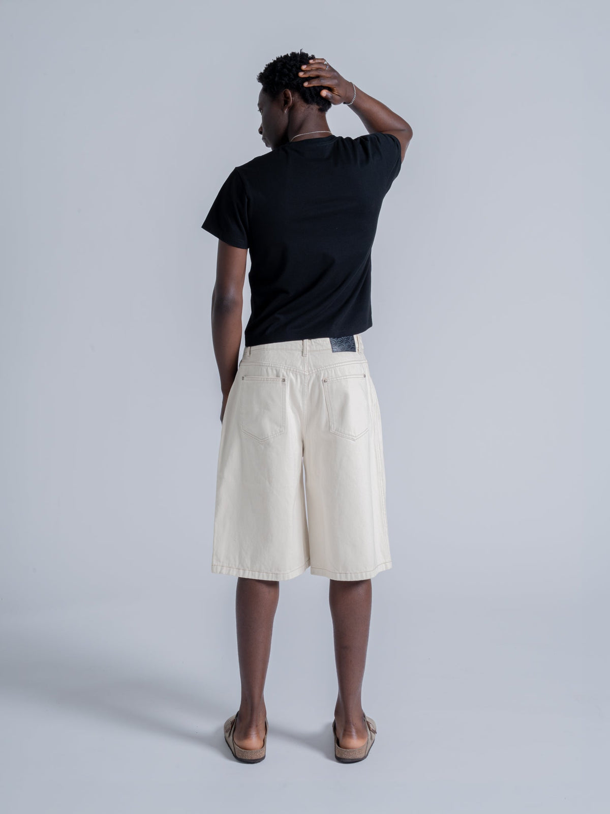 PLAID POCKET JORTS - OFF-WHITE