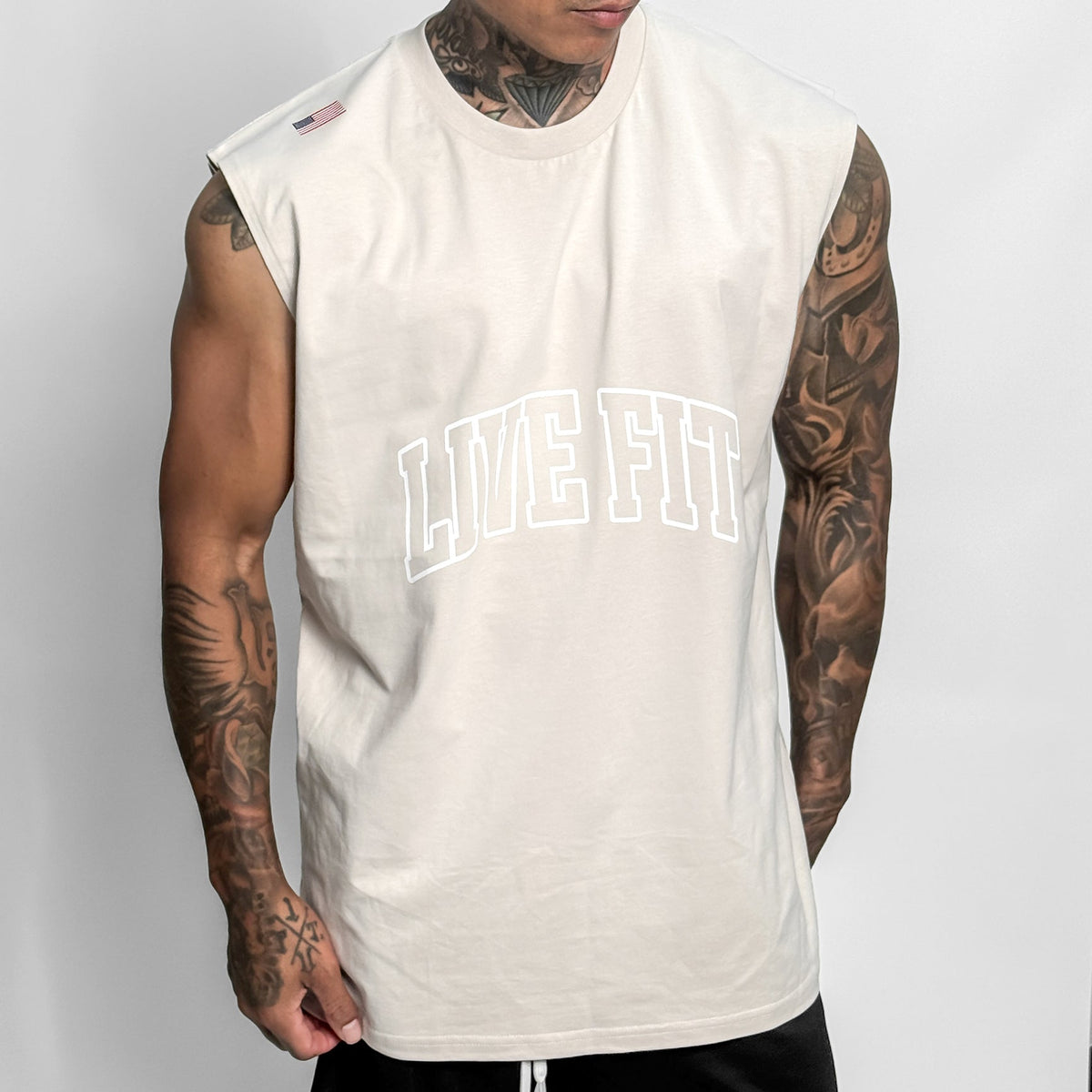 Letterman Heavy Muscle Tank - Bone