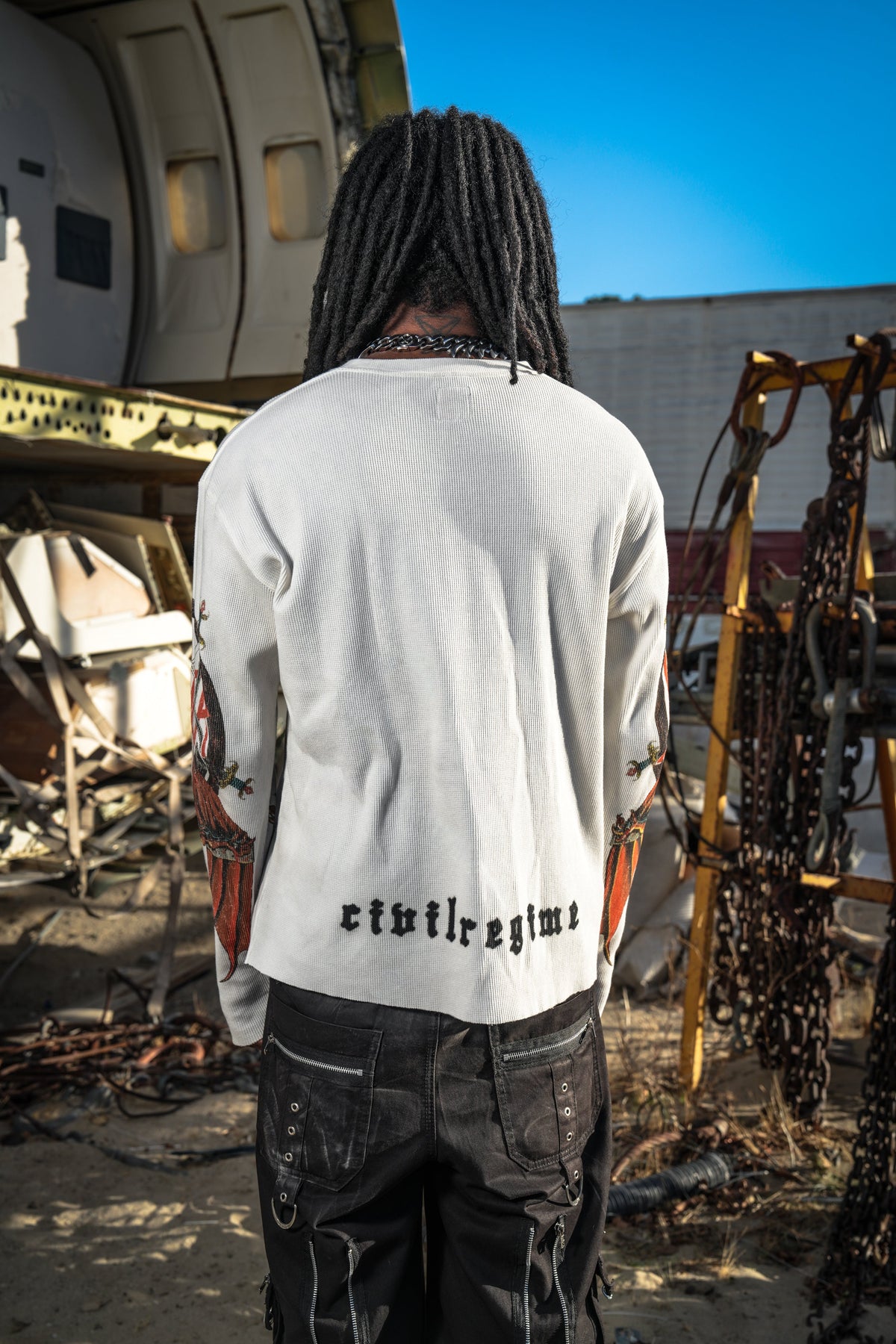 Sacrifice All Raw Edge L/S Waffle Thermal in Stained White