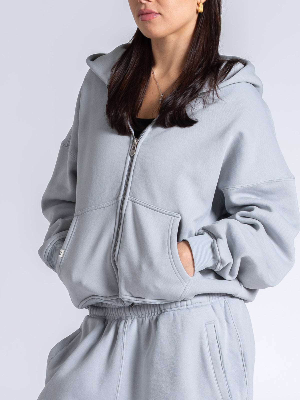 SIGNATURE BASIC ZIP UP - ICE SLATE