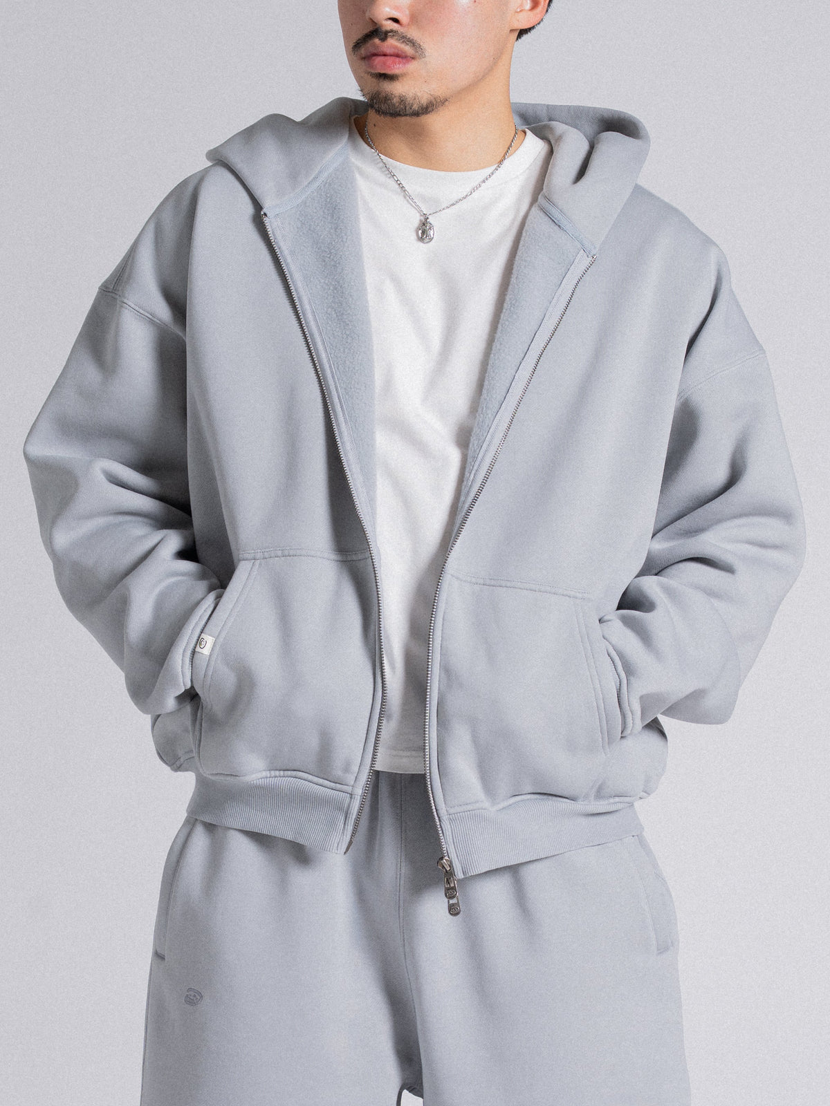 SIGNATURE BASIC ZIP UP - ICE SLATE