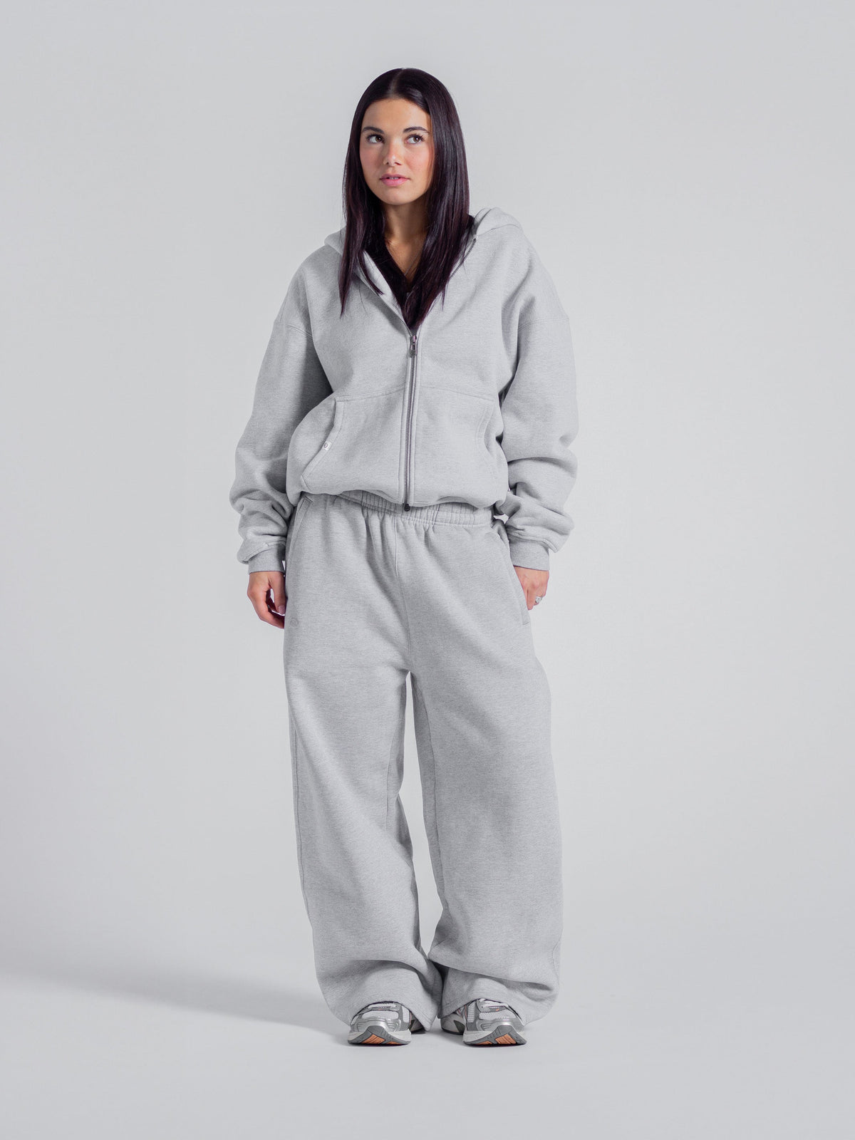 SIGNATURE BASIC ZIP UP - HEATHER GREY