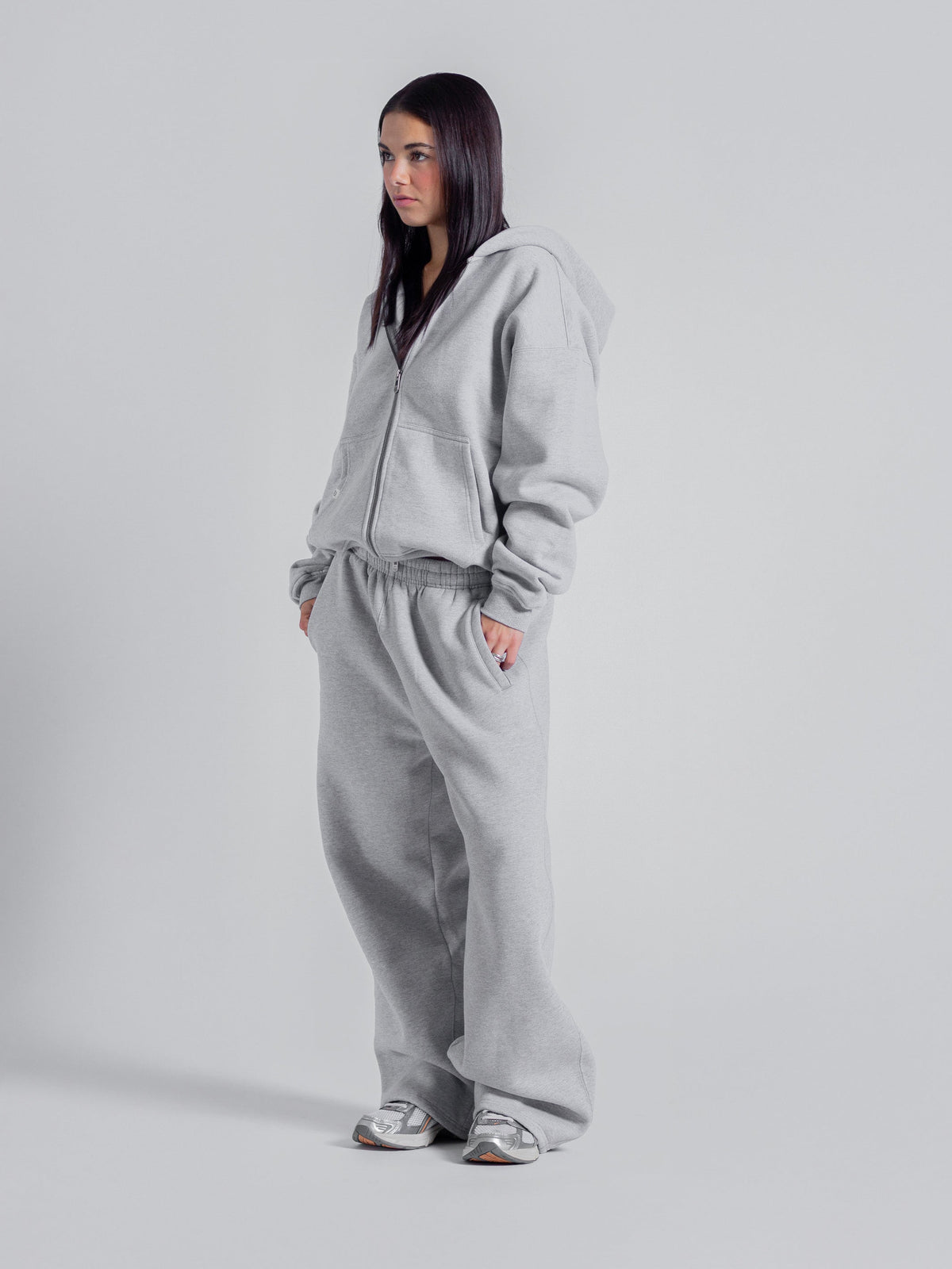 SIGNATURE BASIC ZIP UP - HEATHER GREY