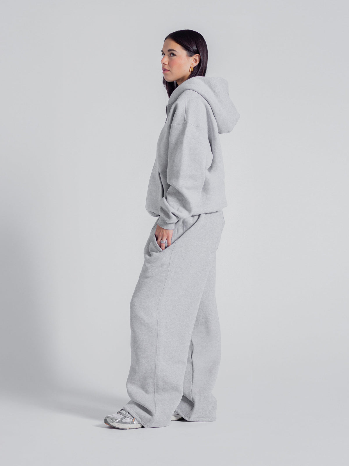 SIGNATURE BASIC ZIP UP - HEATHER GREY