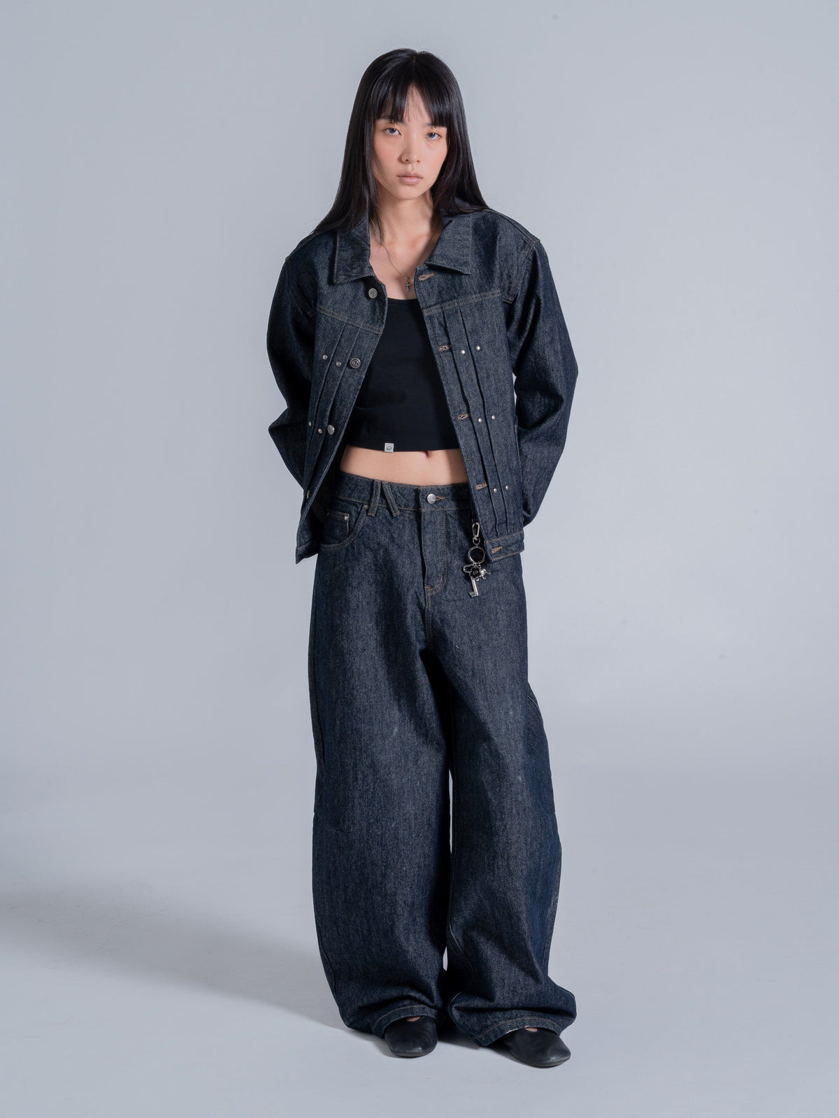 FALLING POCKETS DENIM JACKET - BLUE RAW DENIM