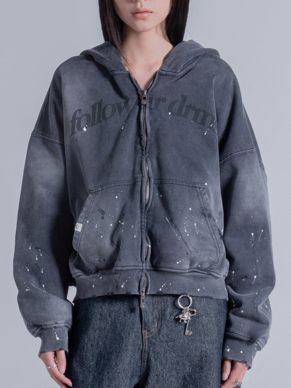 FOLLOW UR DRMS ZIP UP - CHARRED GREY