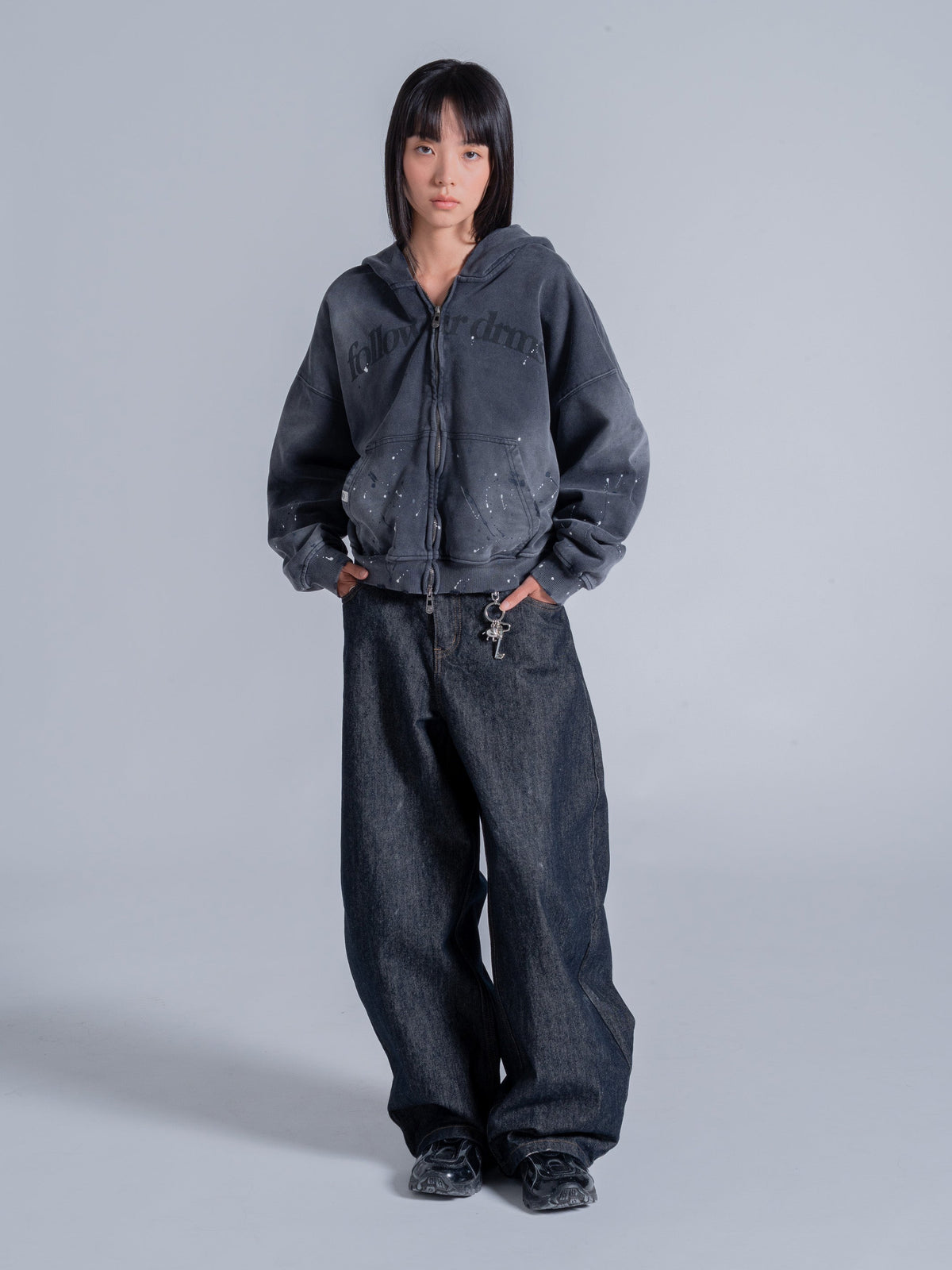 FOLLOW UR DRMS ZIP UP - CHARRED GREY