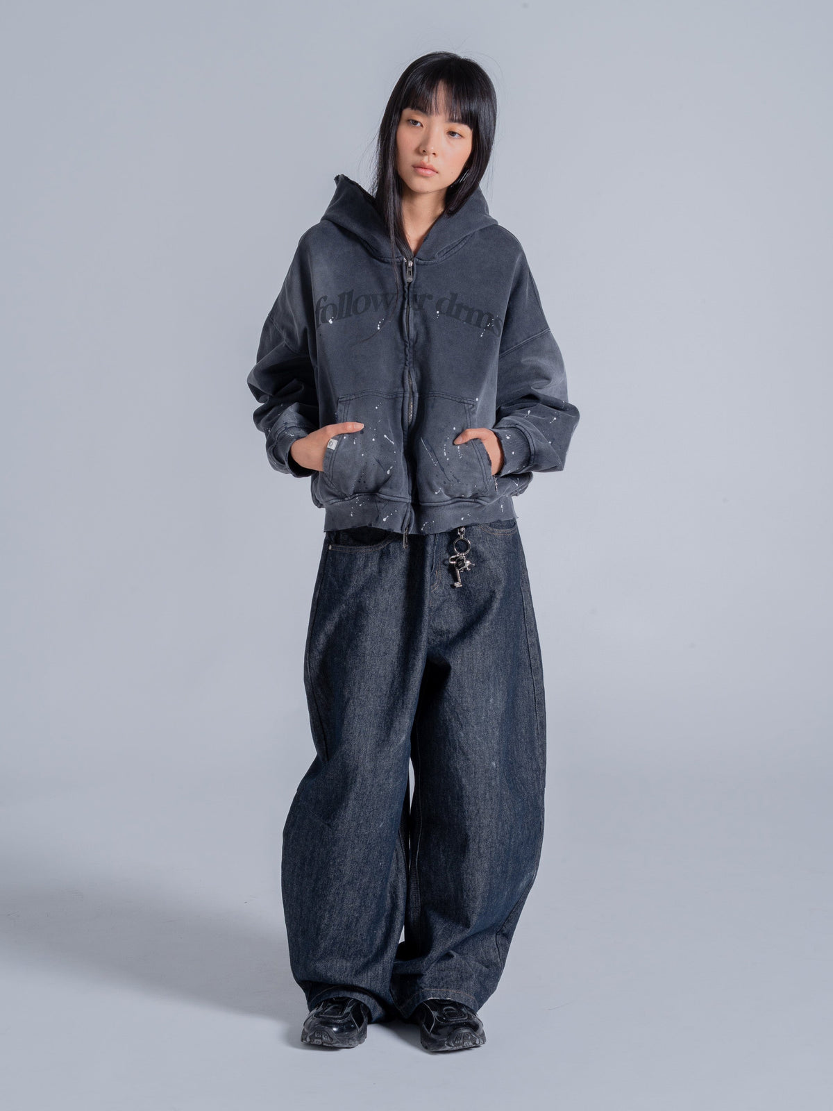 FOLLOW UR DRMS ZIP UP - CHARRED GREY