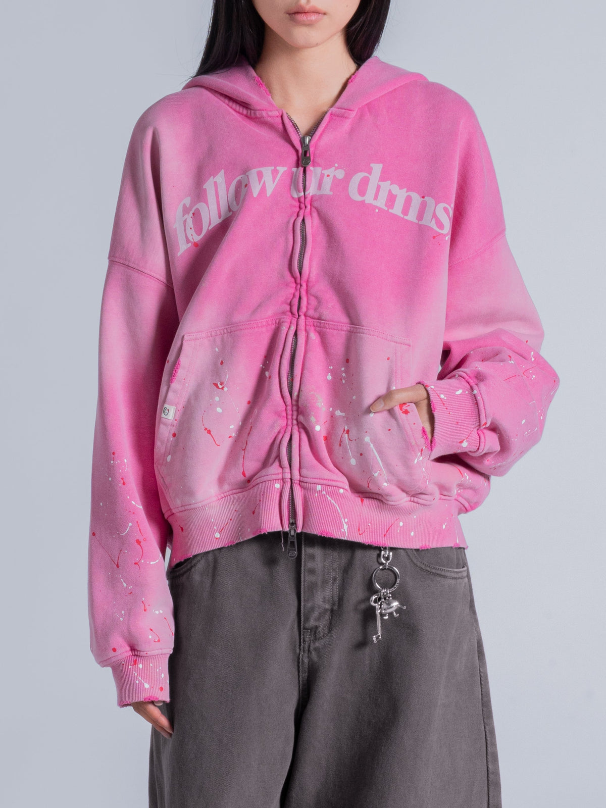 FOLLOW UR DRMS ZIP UP - VINTAGE PINK