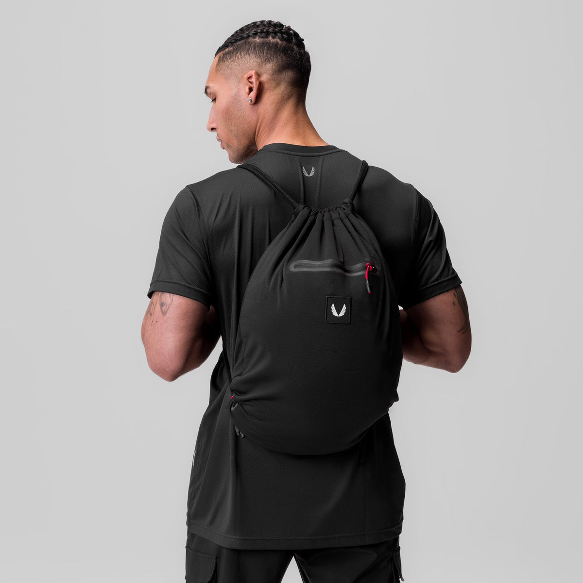 1084. Antibacterial Mesh Drawstring Bag - Black
