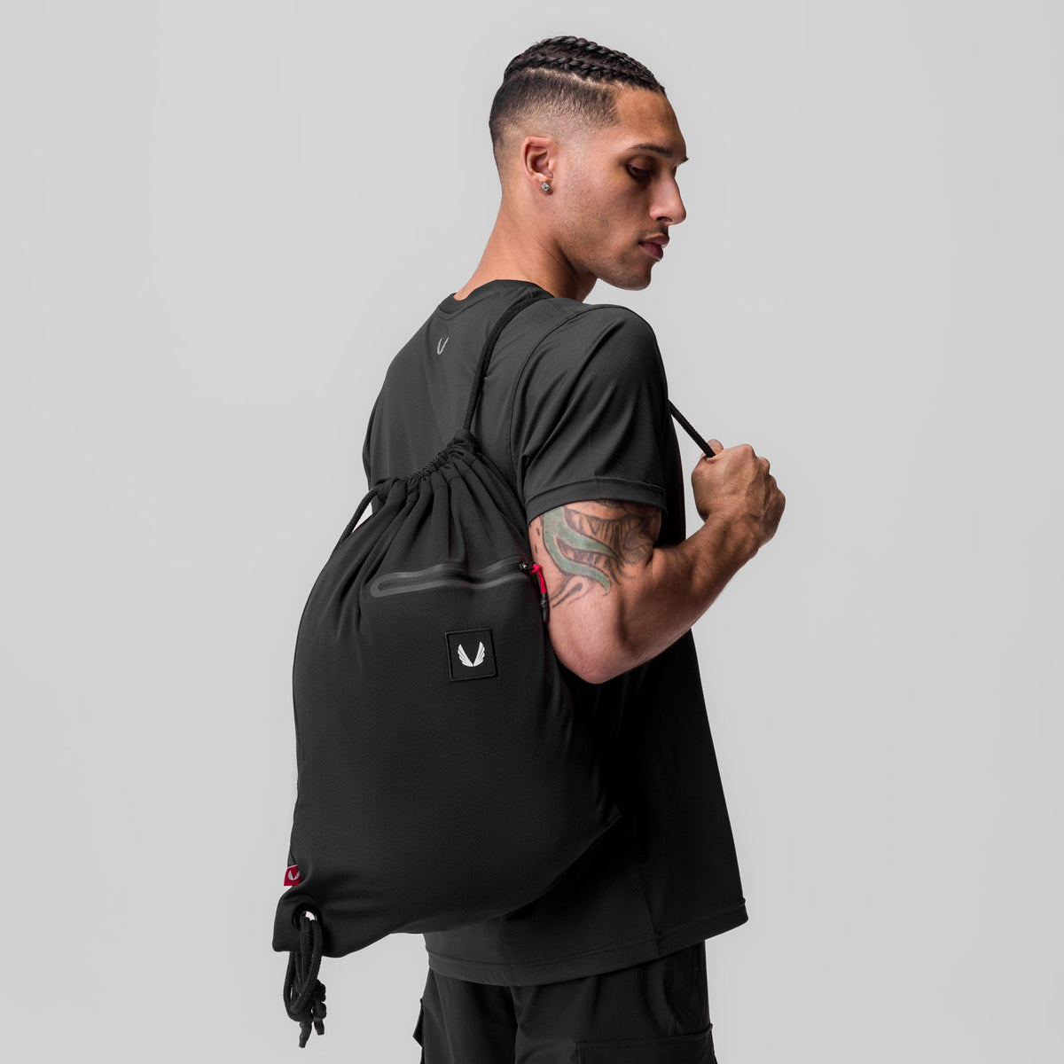1084. Antibacterial Mesh Drawstring Bag - Black
