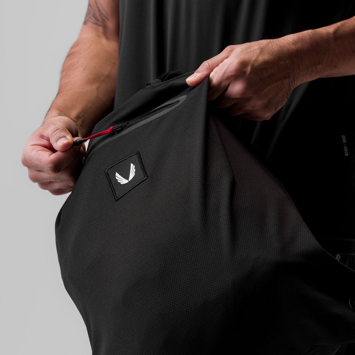1084. Antibacterial Mesh Drawstring Bag - Black