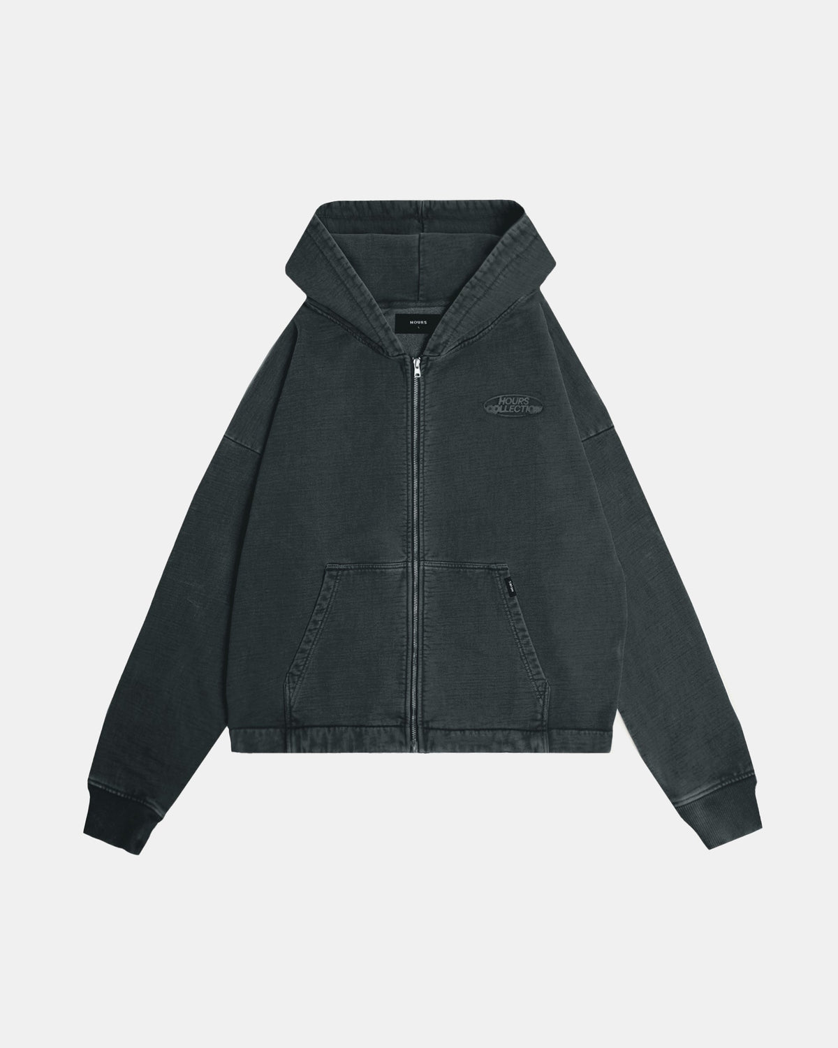 Mind Connection Cropped Zip Hoodie - Vintage Black