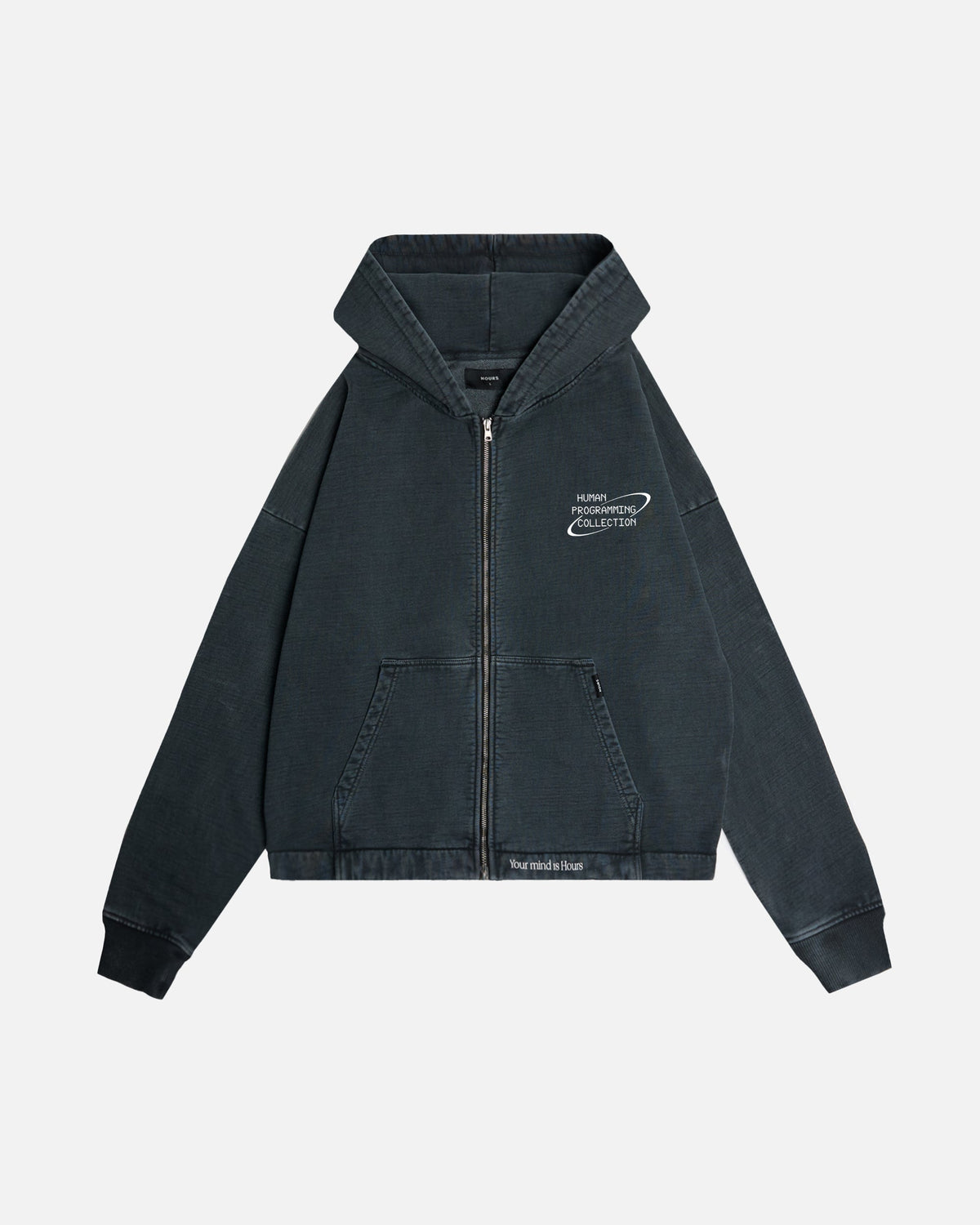 Mind is Hours Cropped Zip Hoodie - Vintage Black