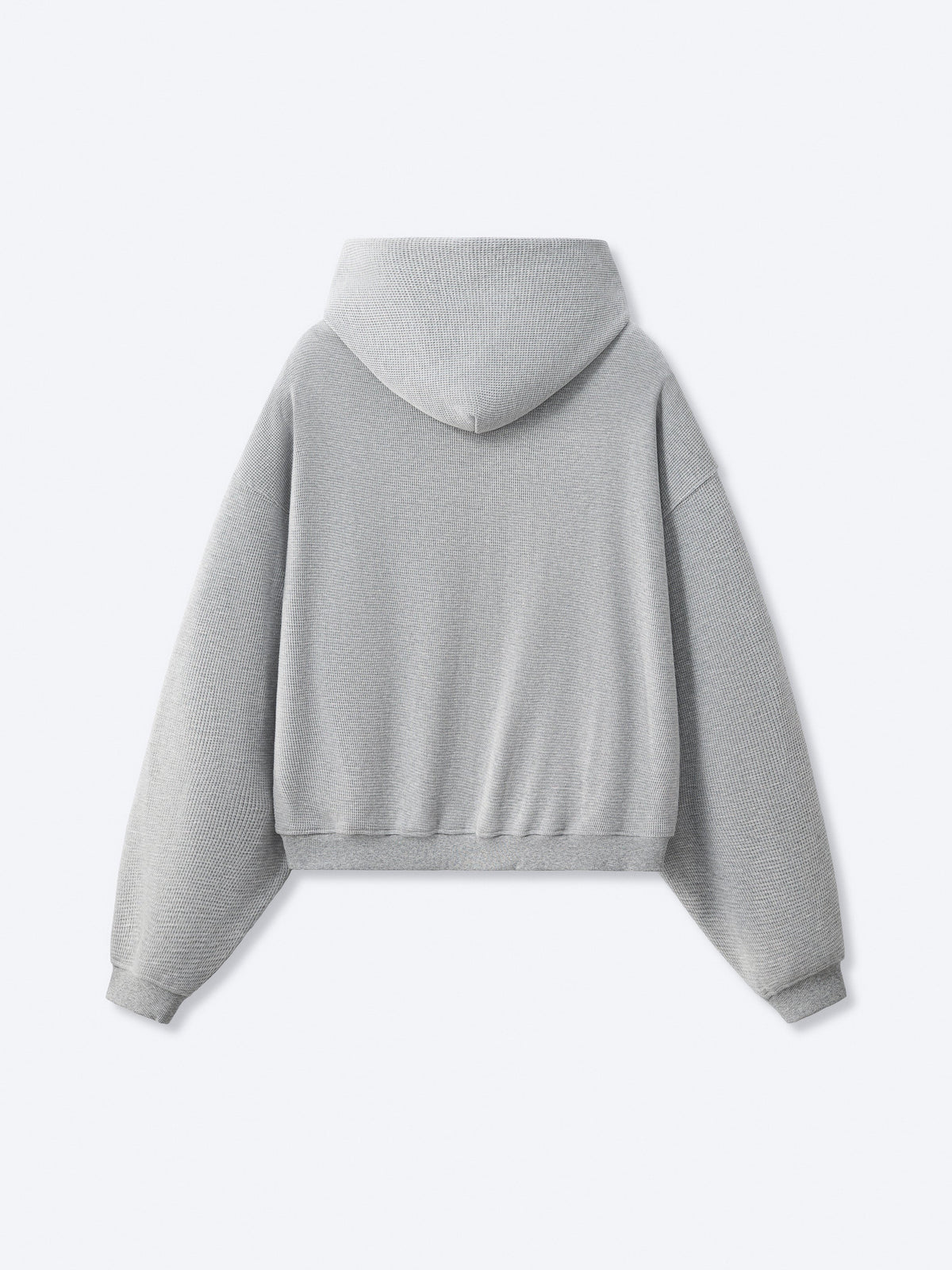 WAFFLE ZIP HOODIE - HEATHER GREY