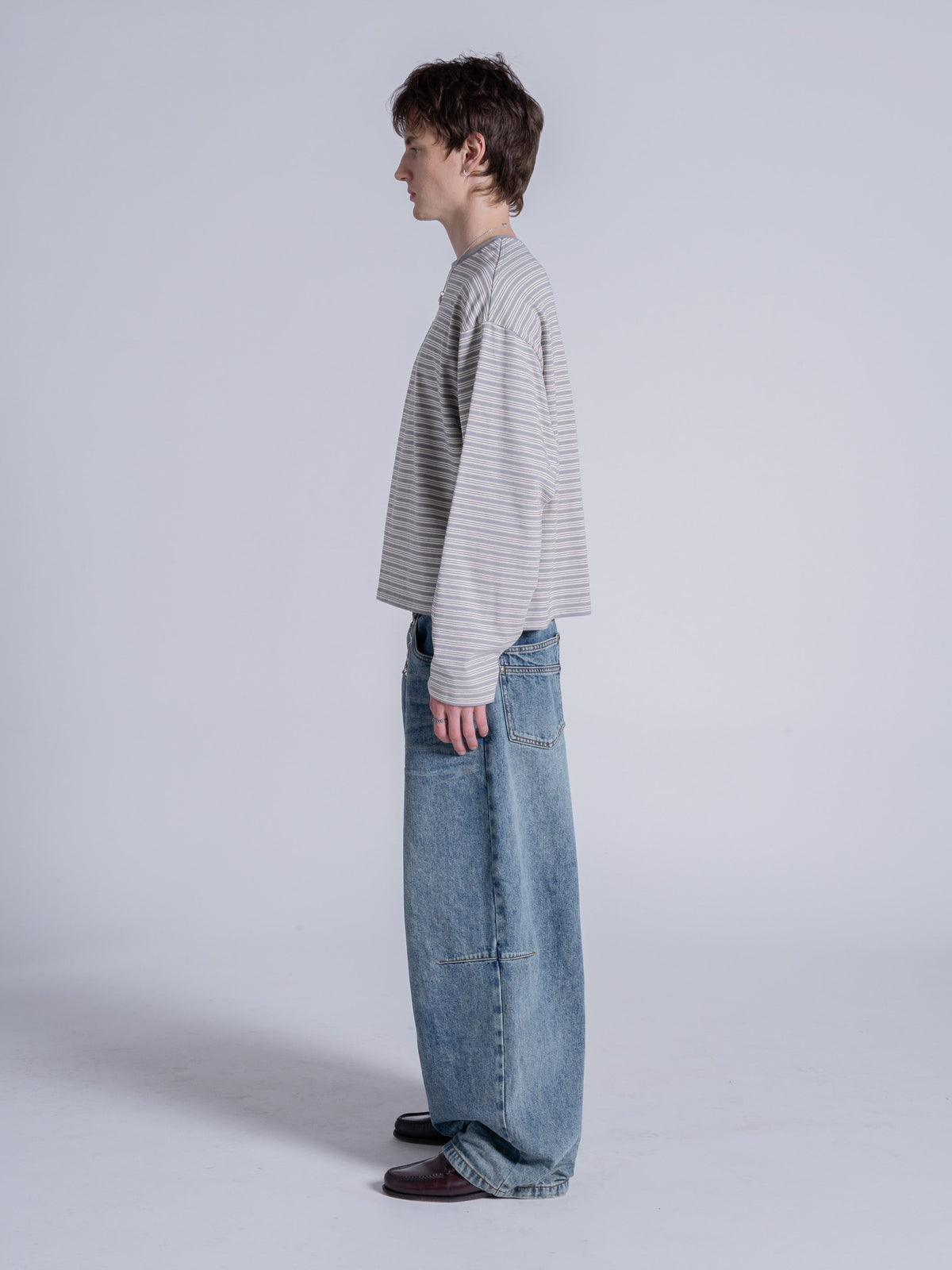 POCKET STRIPED LONG SLEEVE - LIGHT GREY