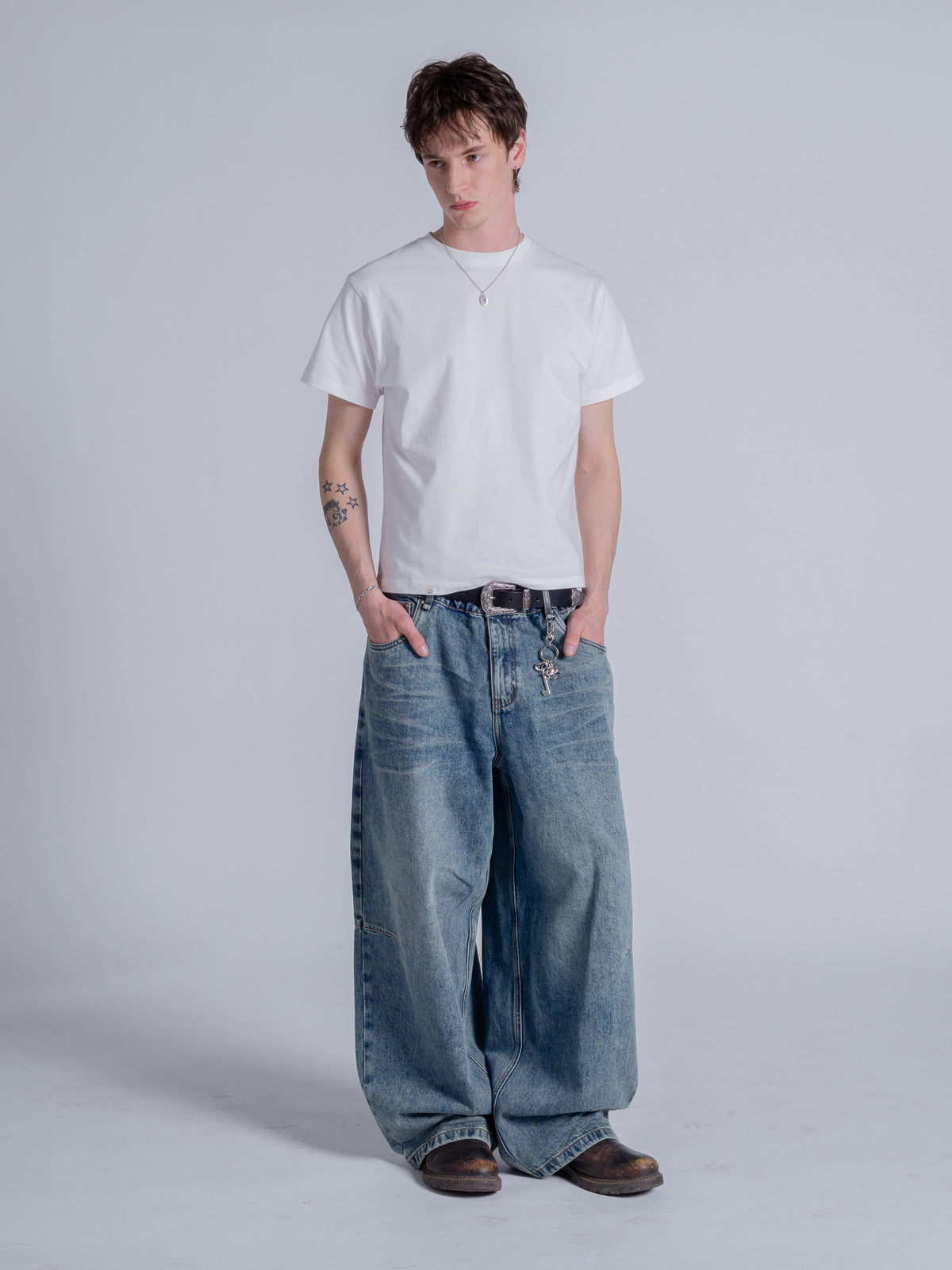 WRINKLE DENIM - VINTAGE WASHED BLUE