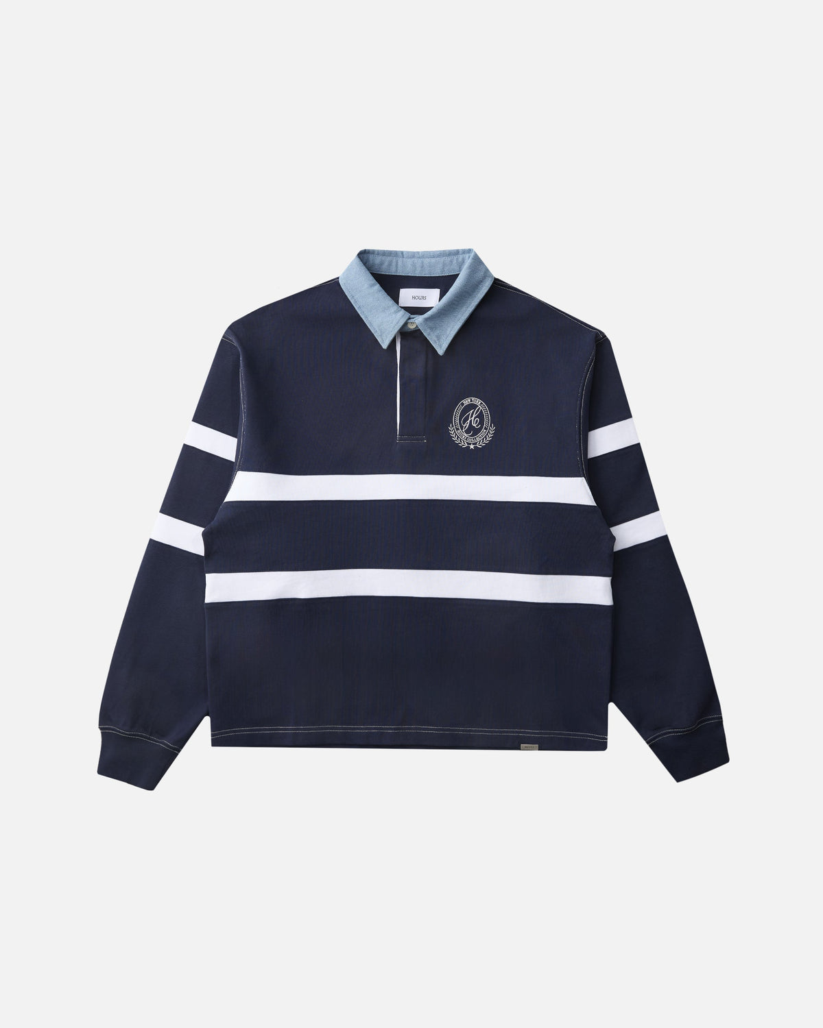 Cropped Rugby Shirt - Navy Blue