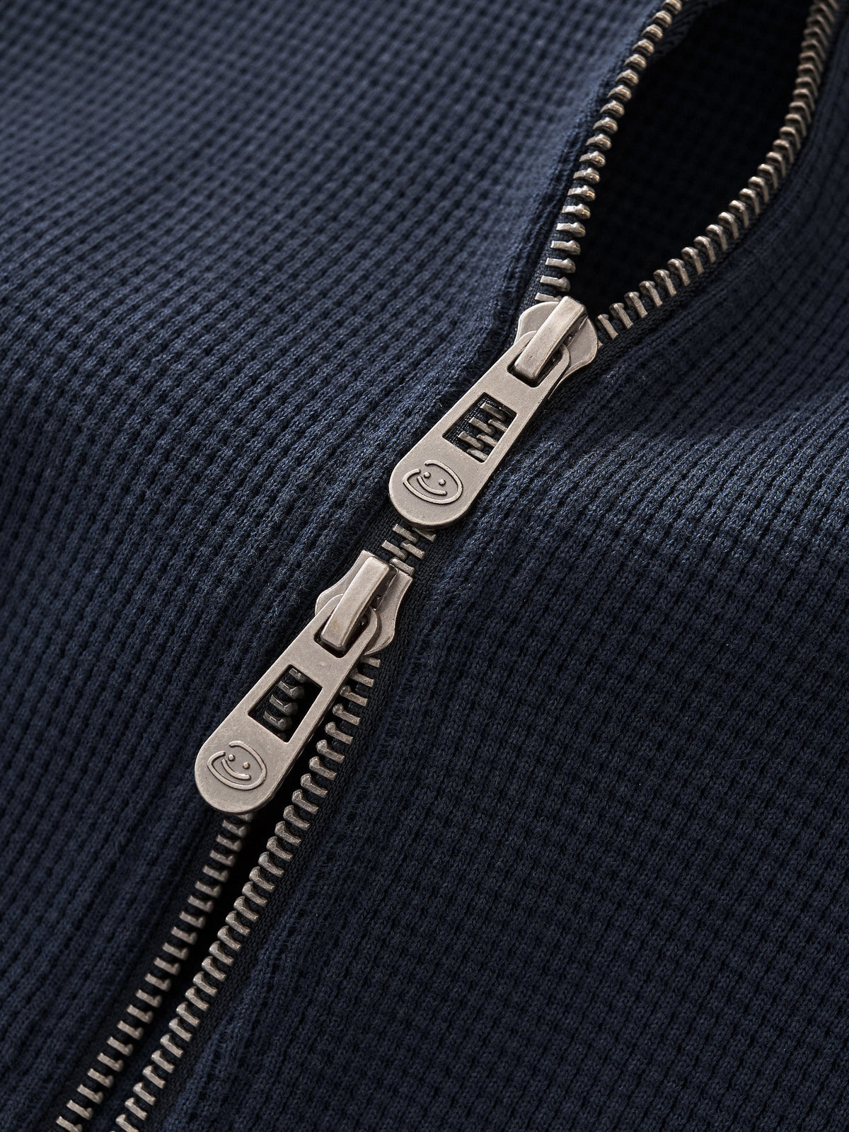 WAFFLE ZIP HOODIE - DARK NAVY