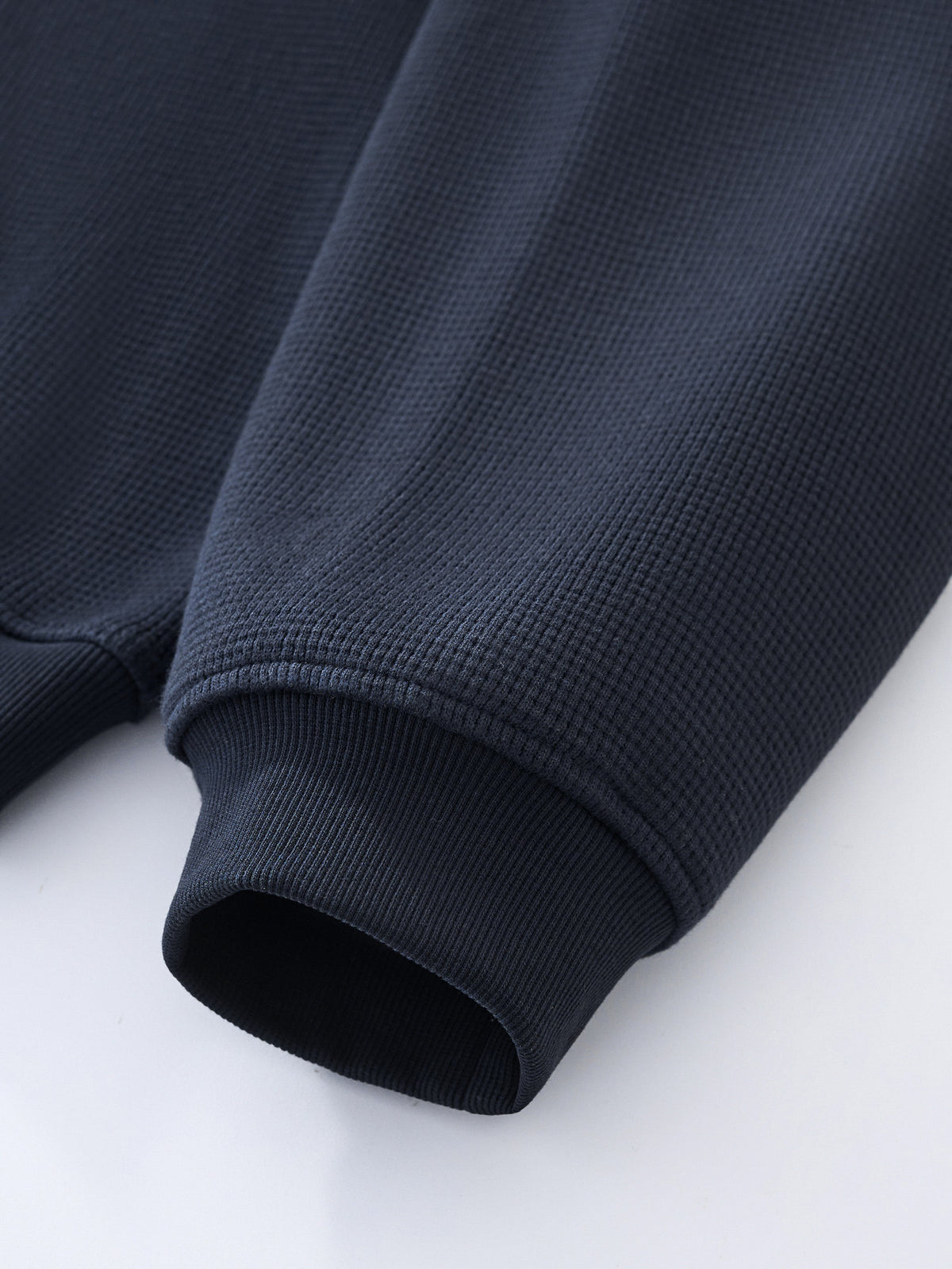 WAFFLE ZIP HOODIE - DARK NAVY