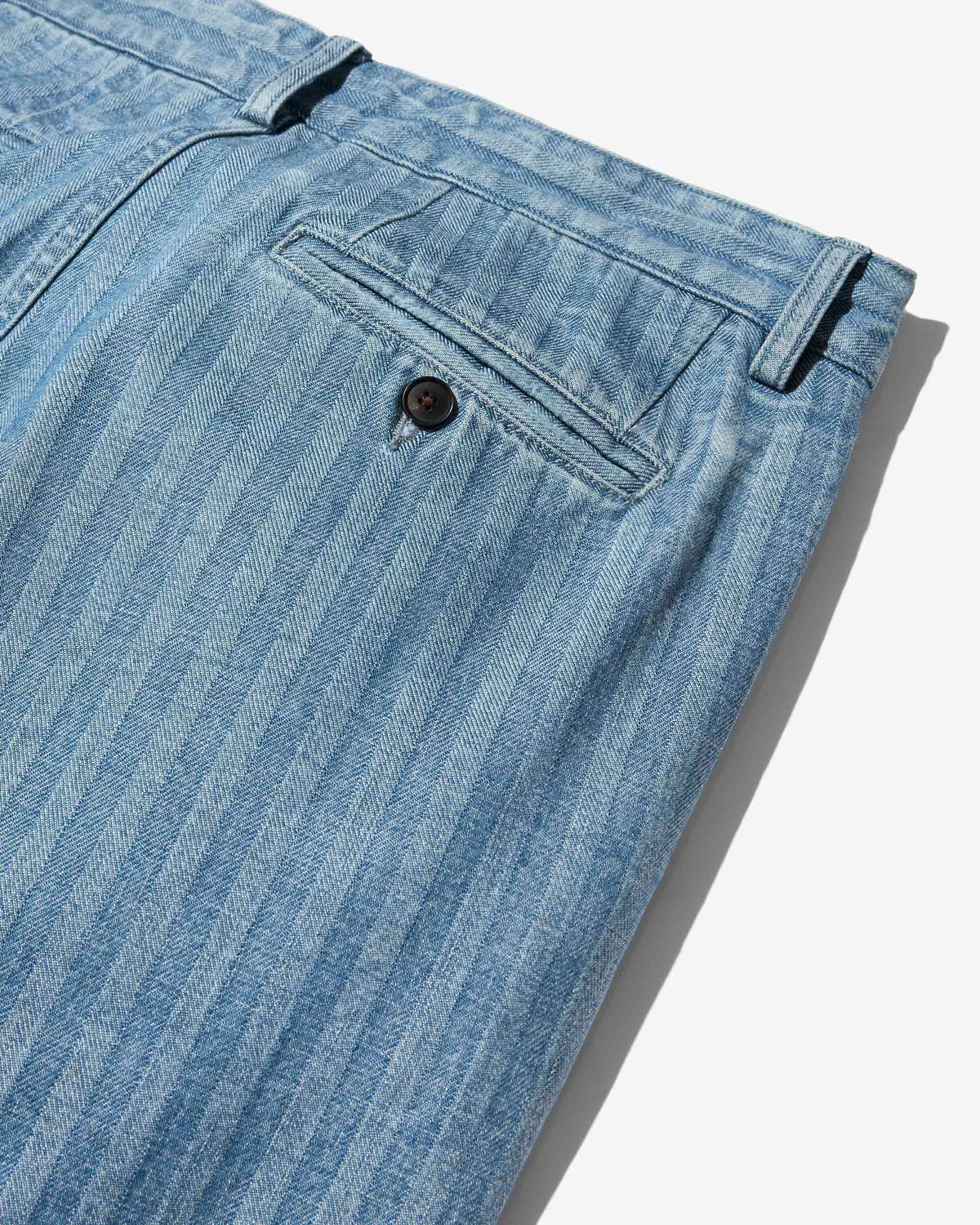 Double-Pleat Herringbone Denim Pant