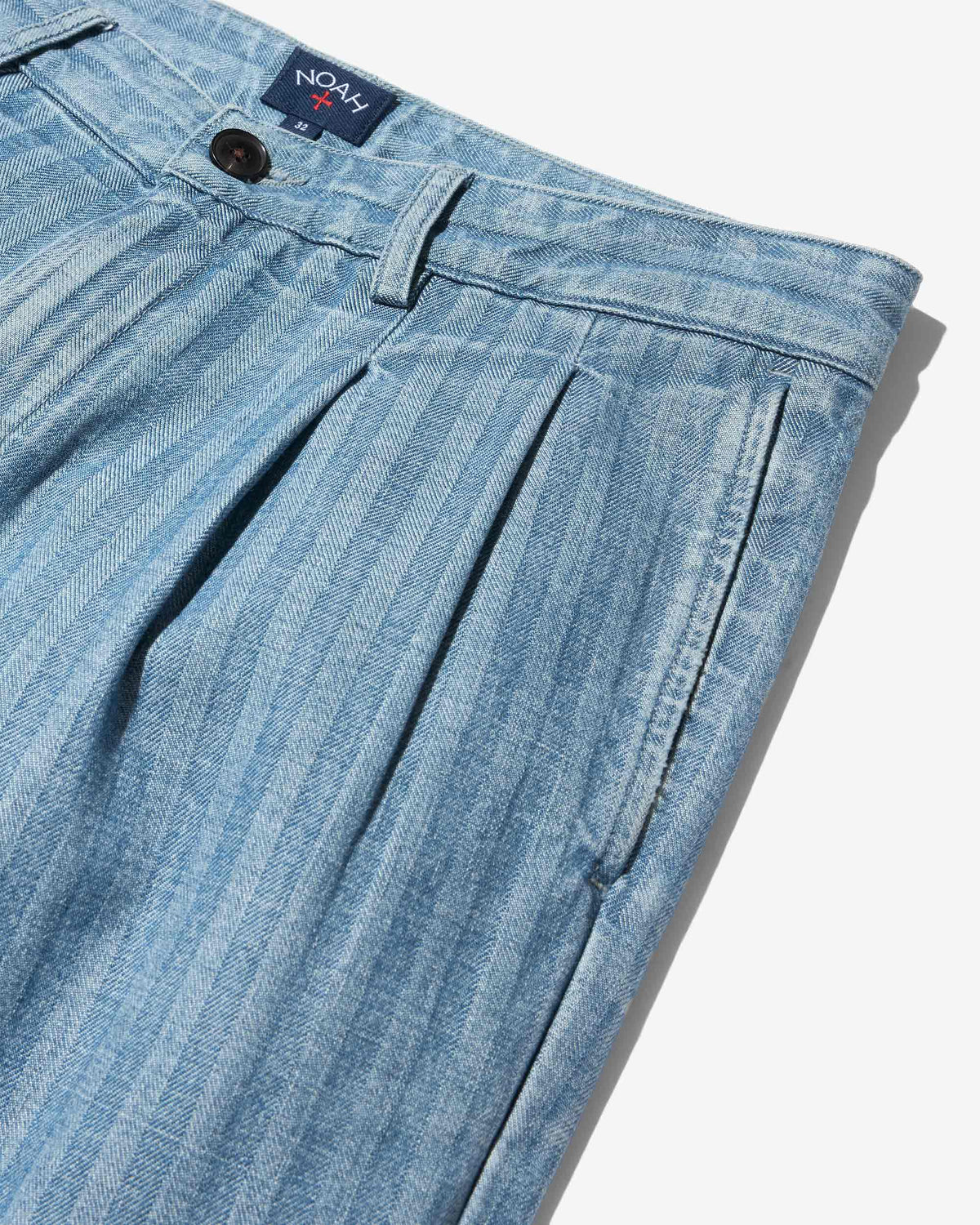 Double-Pleat Herringbone Denim Pant