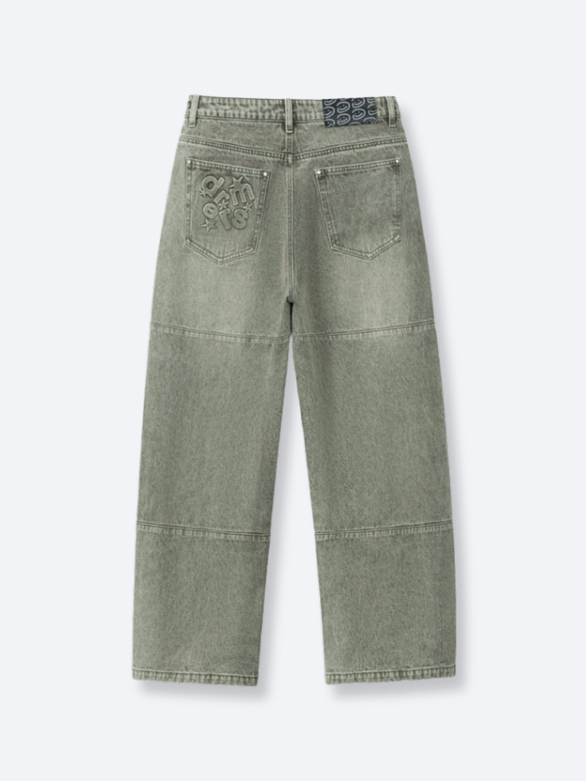 PANEL DENIM JEANS - WASHED GREEN