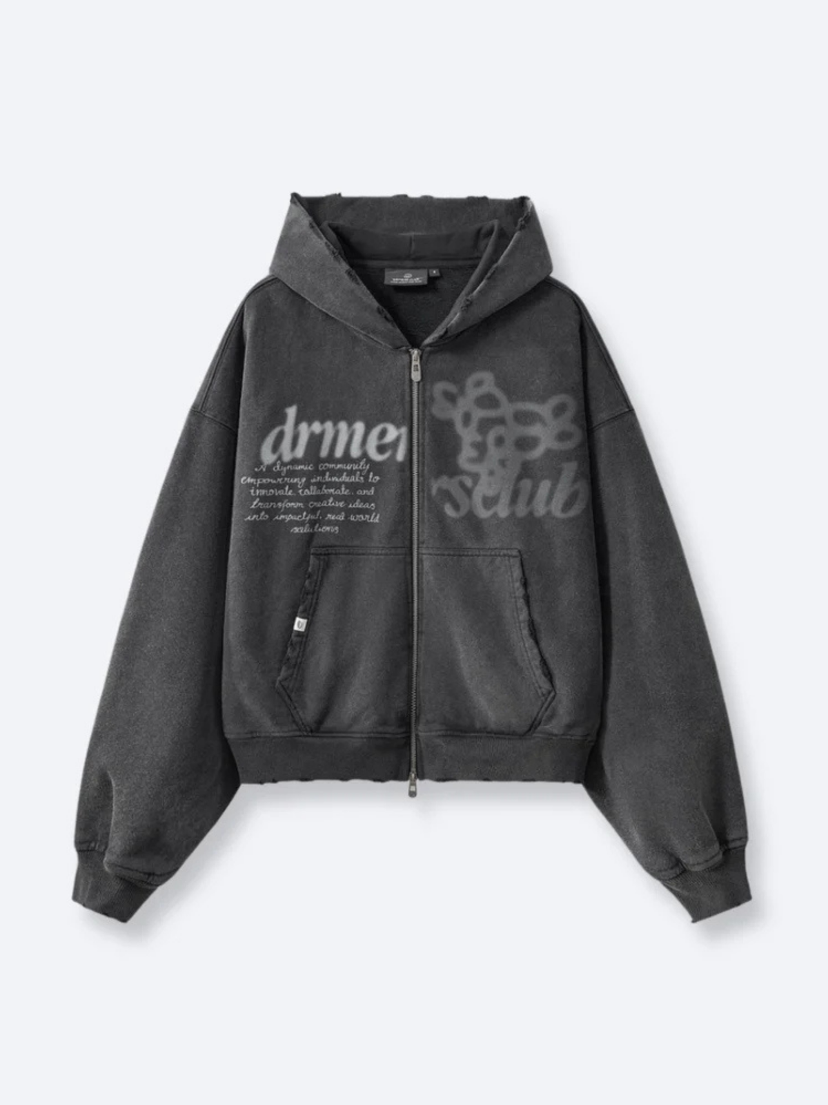PARALLEL ZIP UP - WASHED BLACK