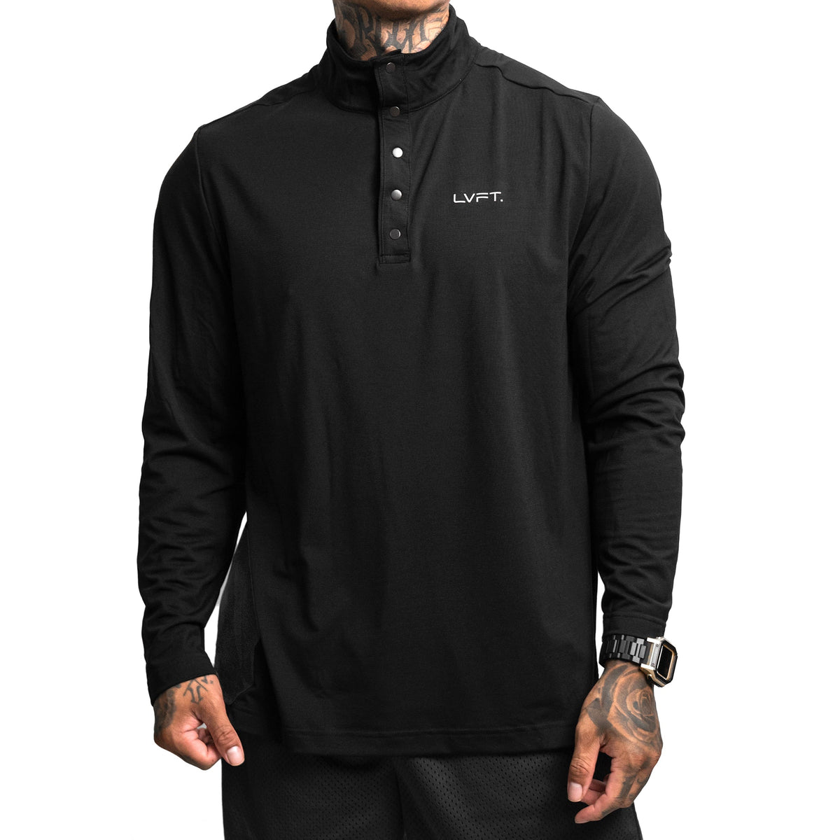 Performance Snap Henley - Black