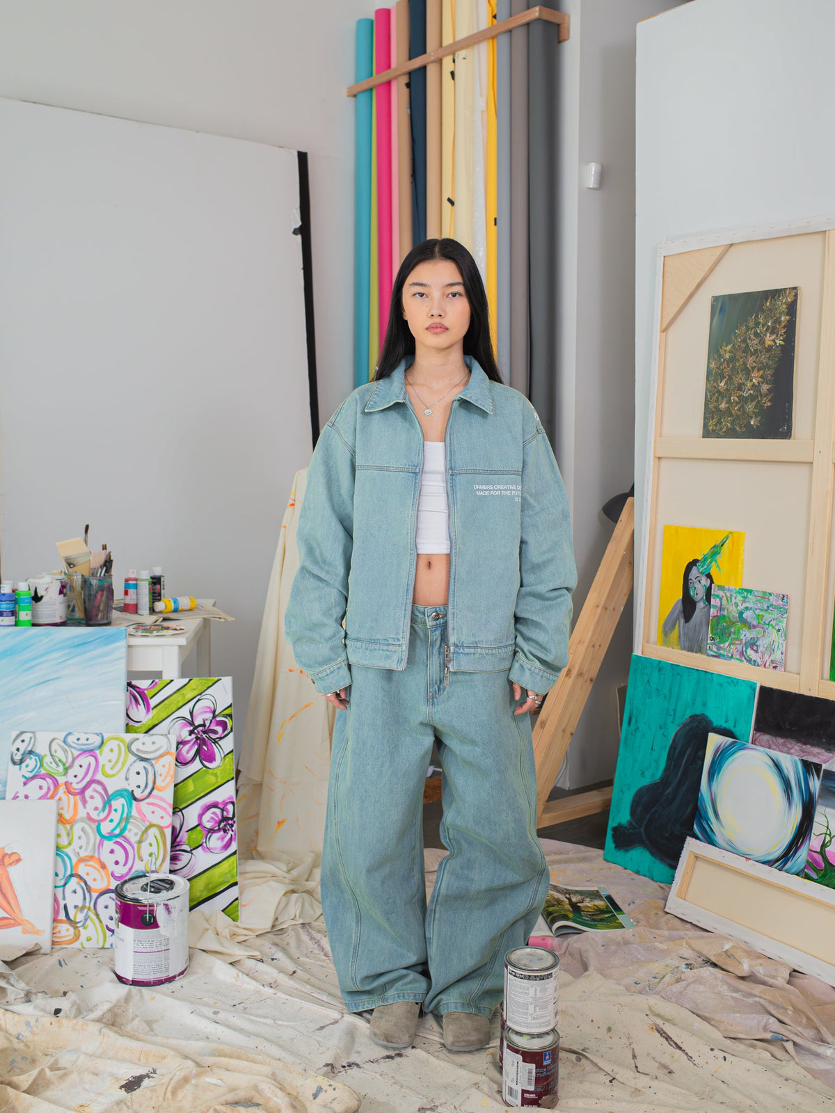 CREATIVE DEPT DENIM WORK JACKET - BLUE