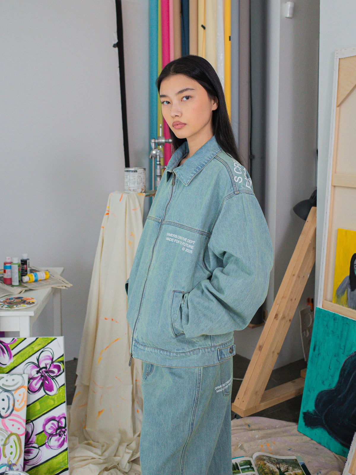 CREATIVE DEPT DENIM WORK JACKET - BLUE