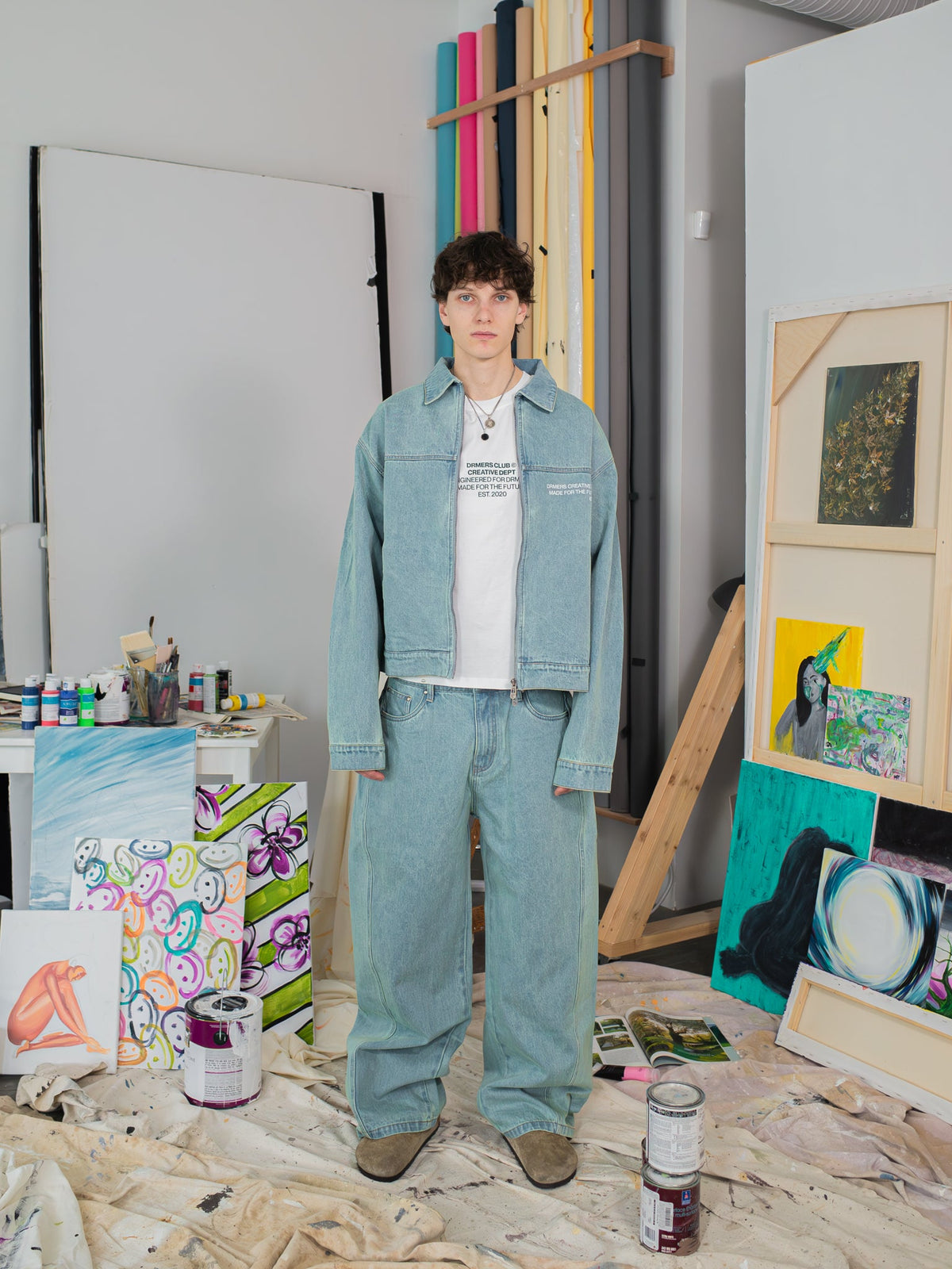 CREATIVE DEPT DENIM WORK JACKET - BLUE (FRONT PRINT)