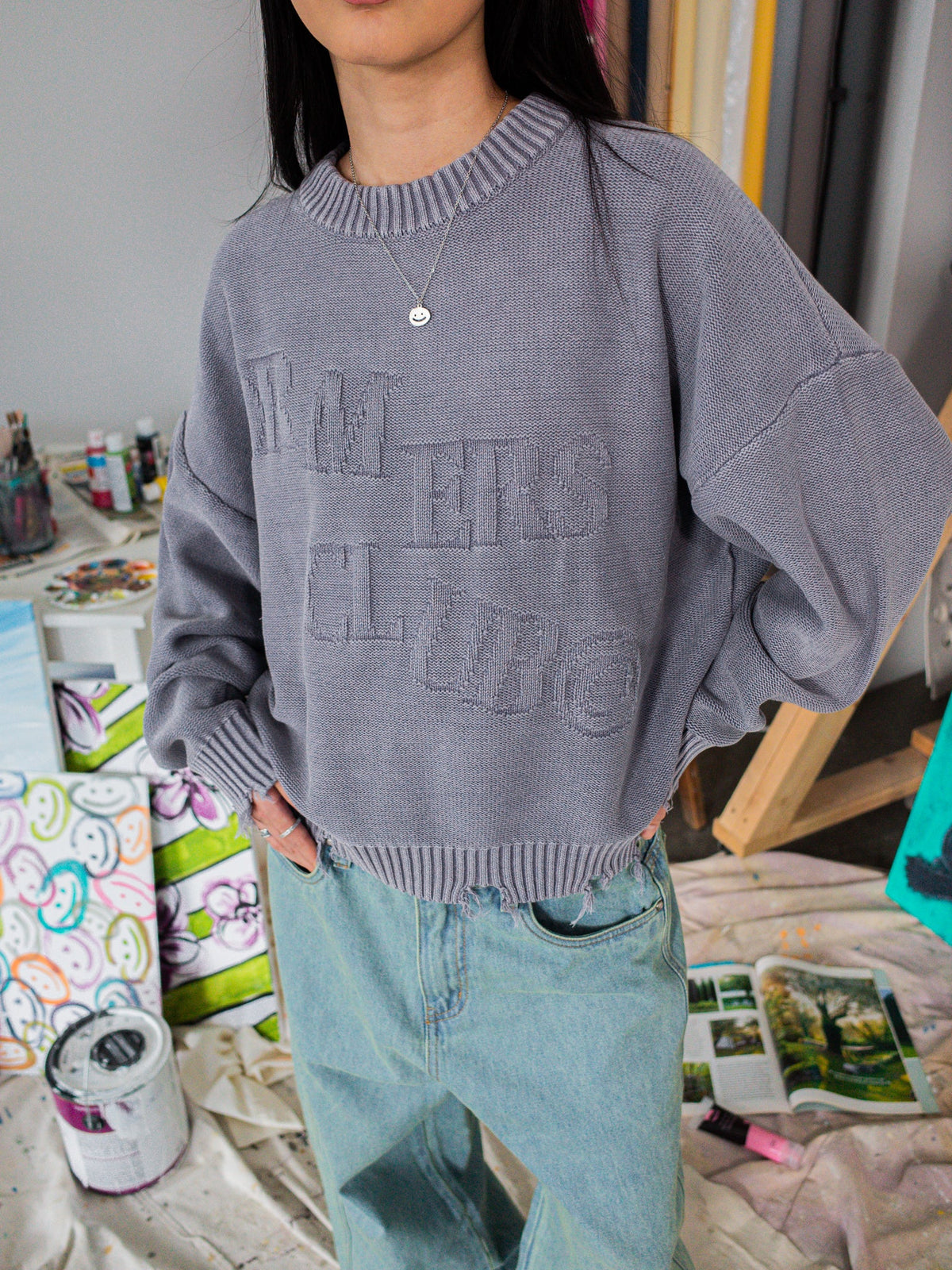 FALLING LETTERS KNIT - WASHED PURPLE