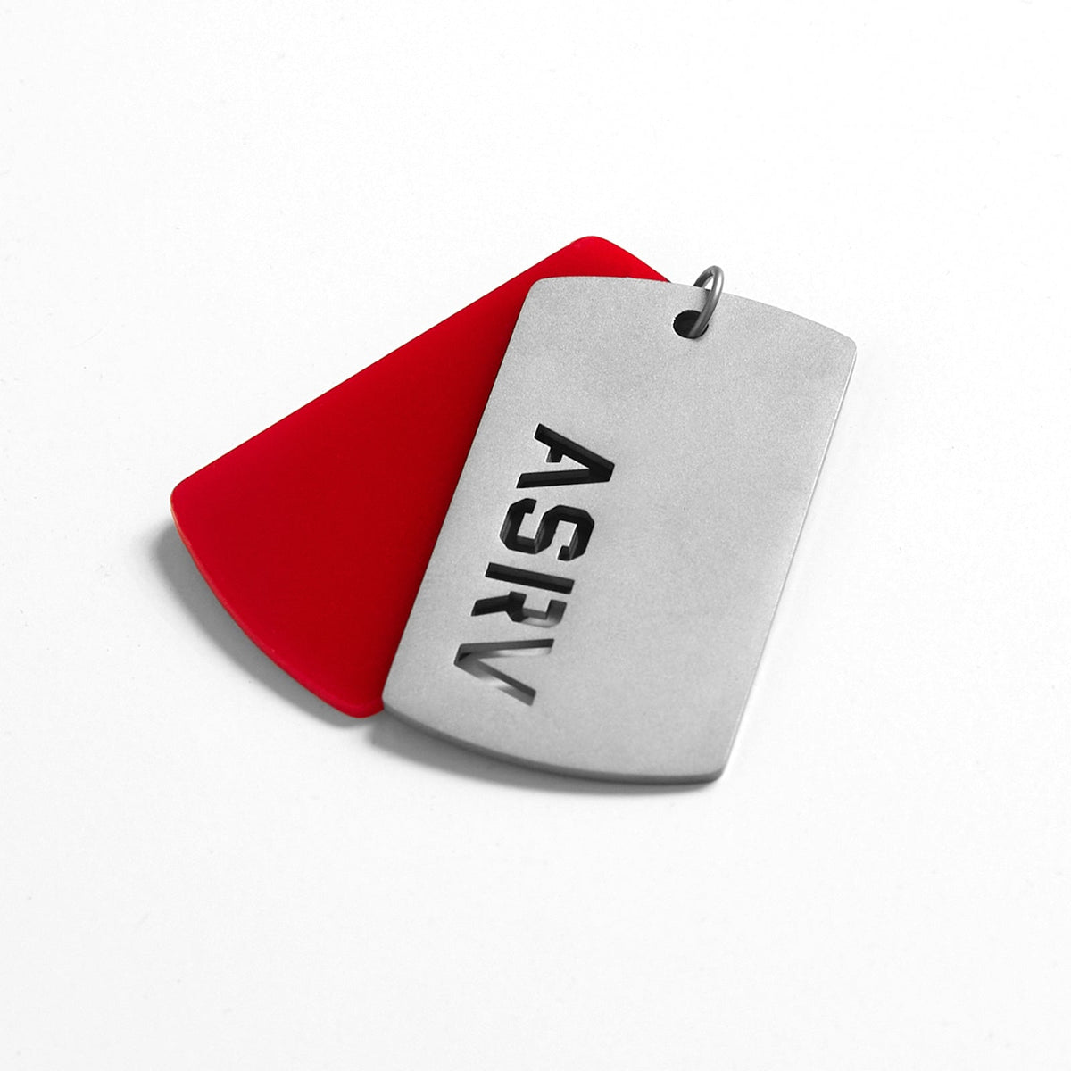 Dogtag Pendant - Stainless Steel/Red