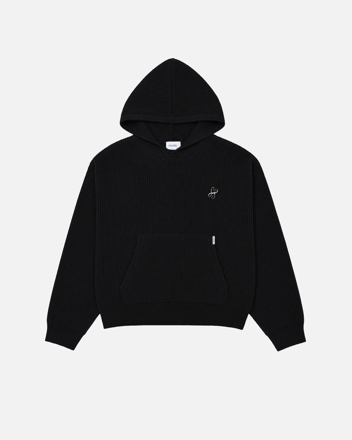 Signature Ribbed Hoodie - Black