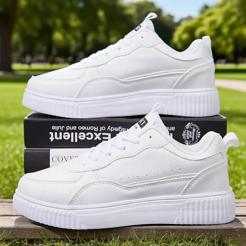 Women's White Breathable Flat Sneakers