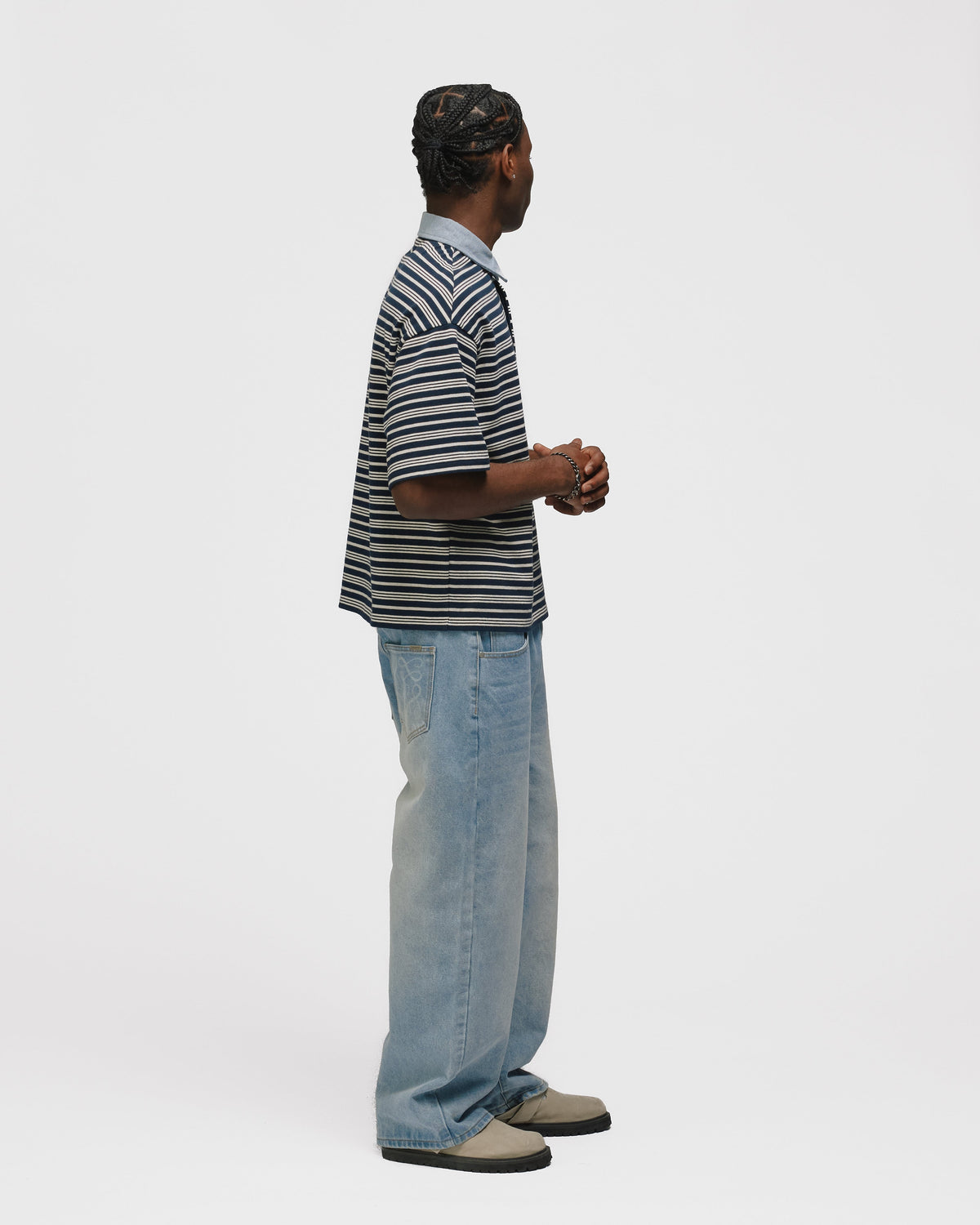 Striped Polo Shirt - Navy