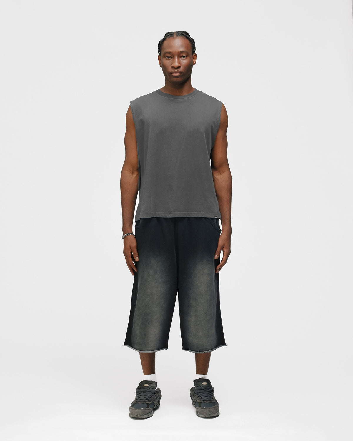 Cropped Tank Top - Washed Grey