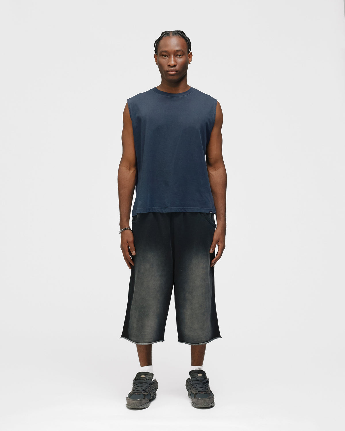 Cropped Tank Top - Washed Navy