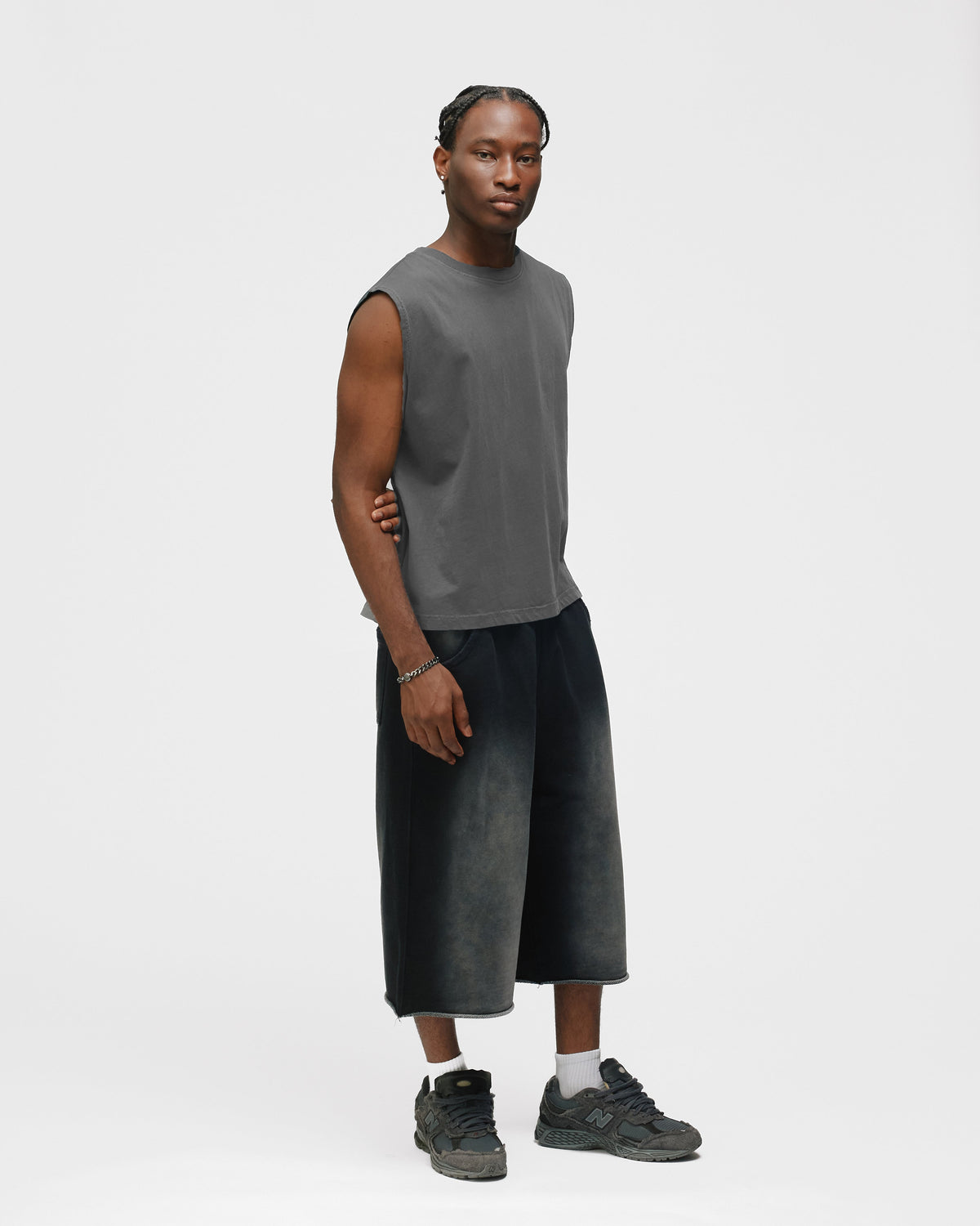 Cropped Tank Top - Washed Grey