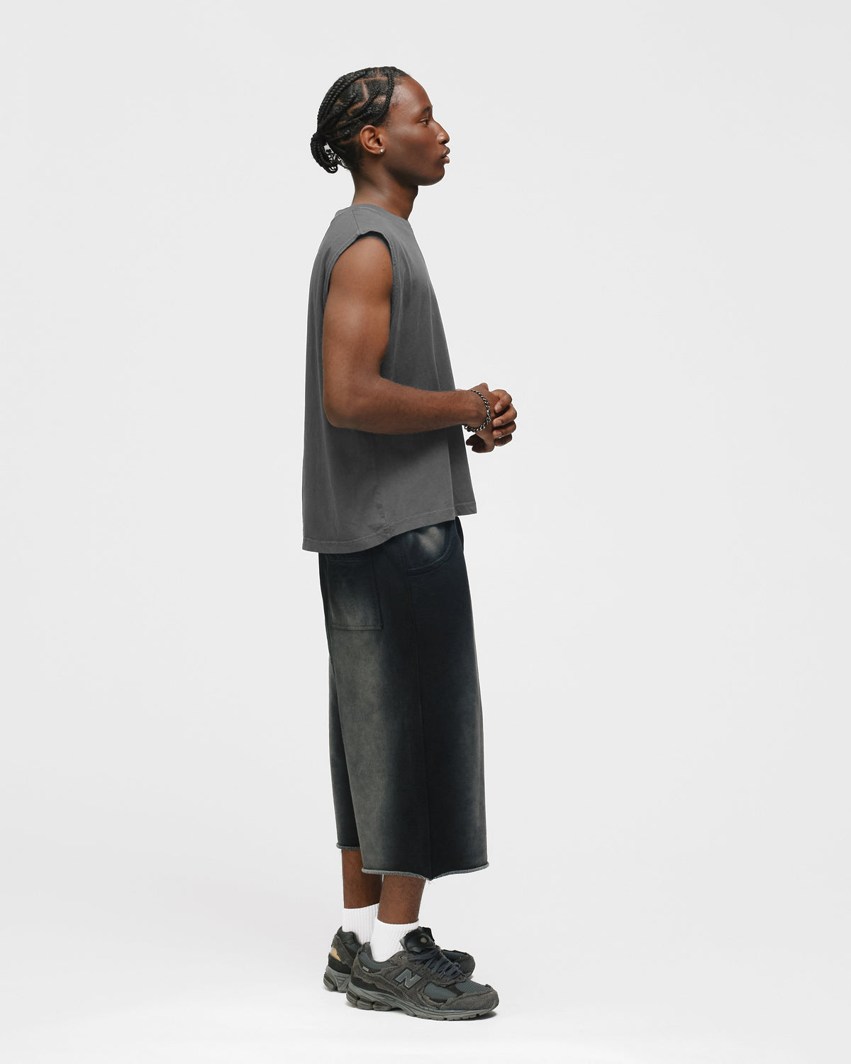 Cropped Tank Top - Washed Grey